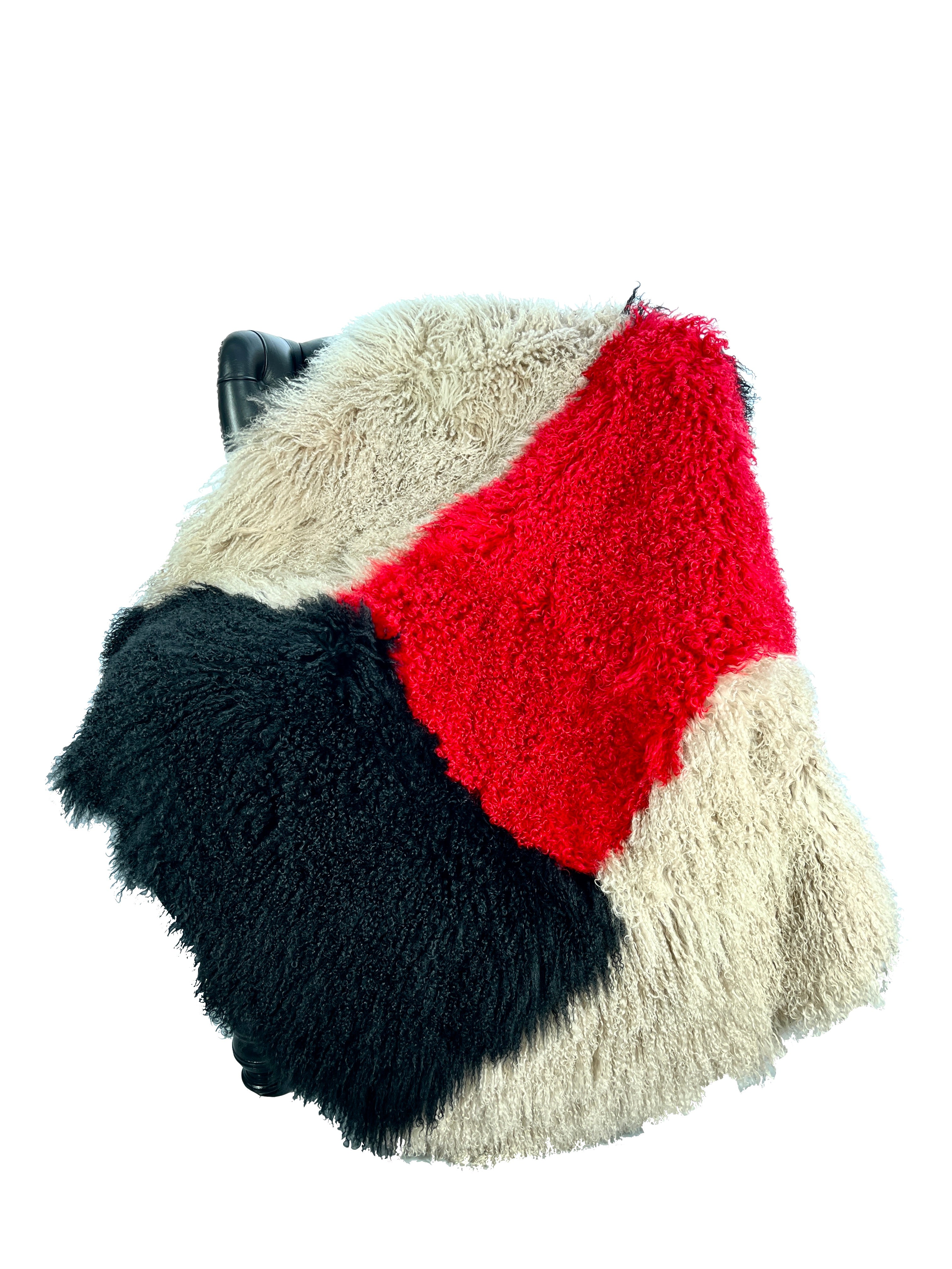 Multi colour Tibetan lamb throw 143x180