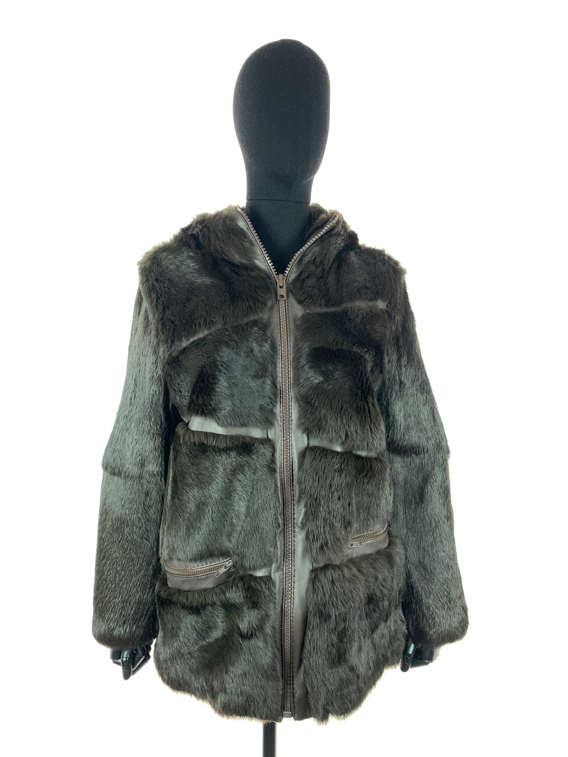 Brown Coney parker with leather inserts - Parker