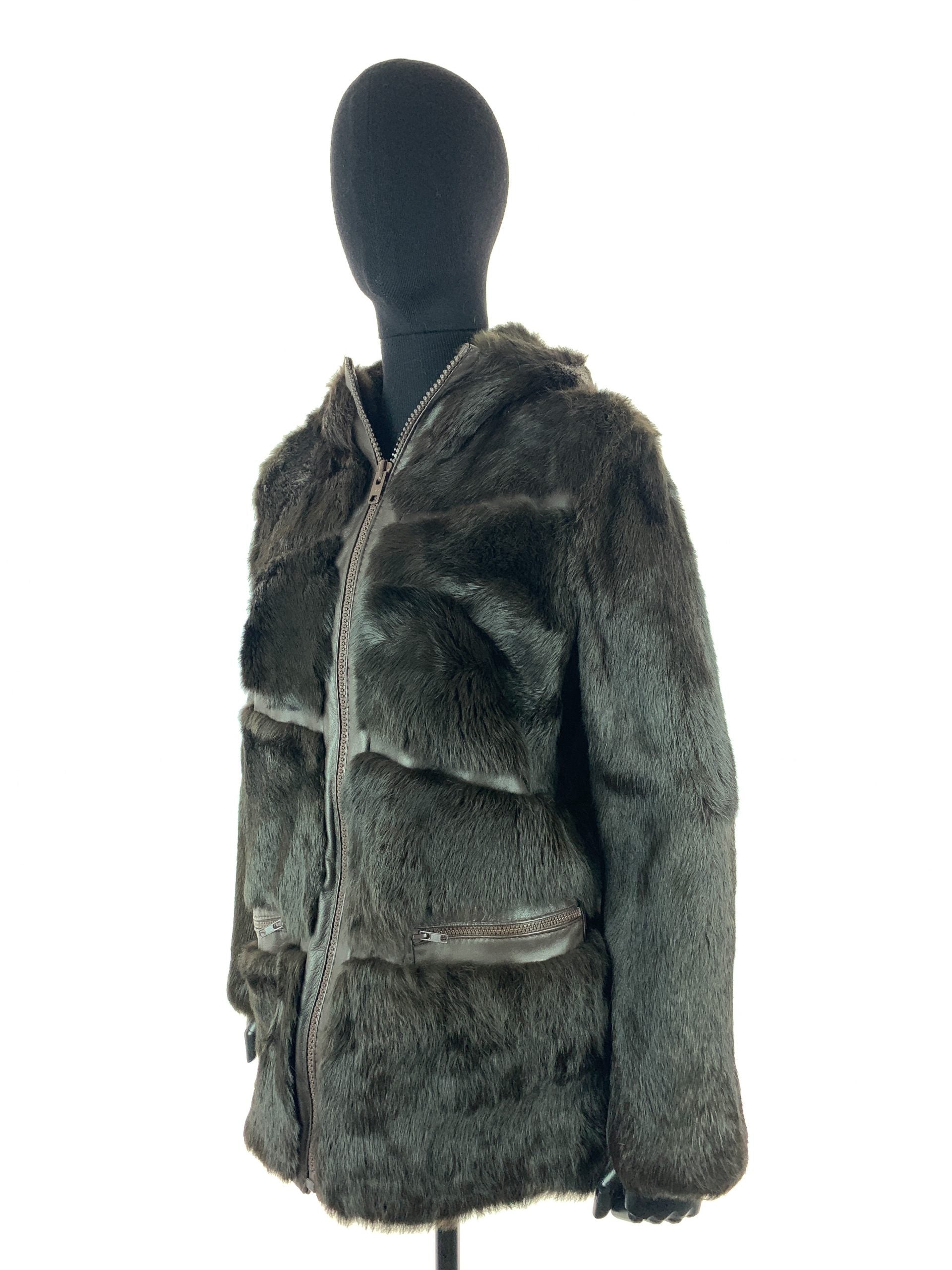 Brown Coney parker with leather inserts - Parker