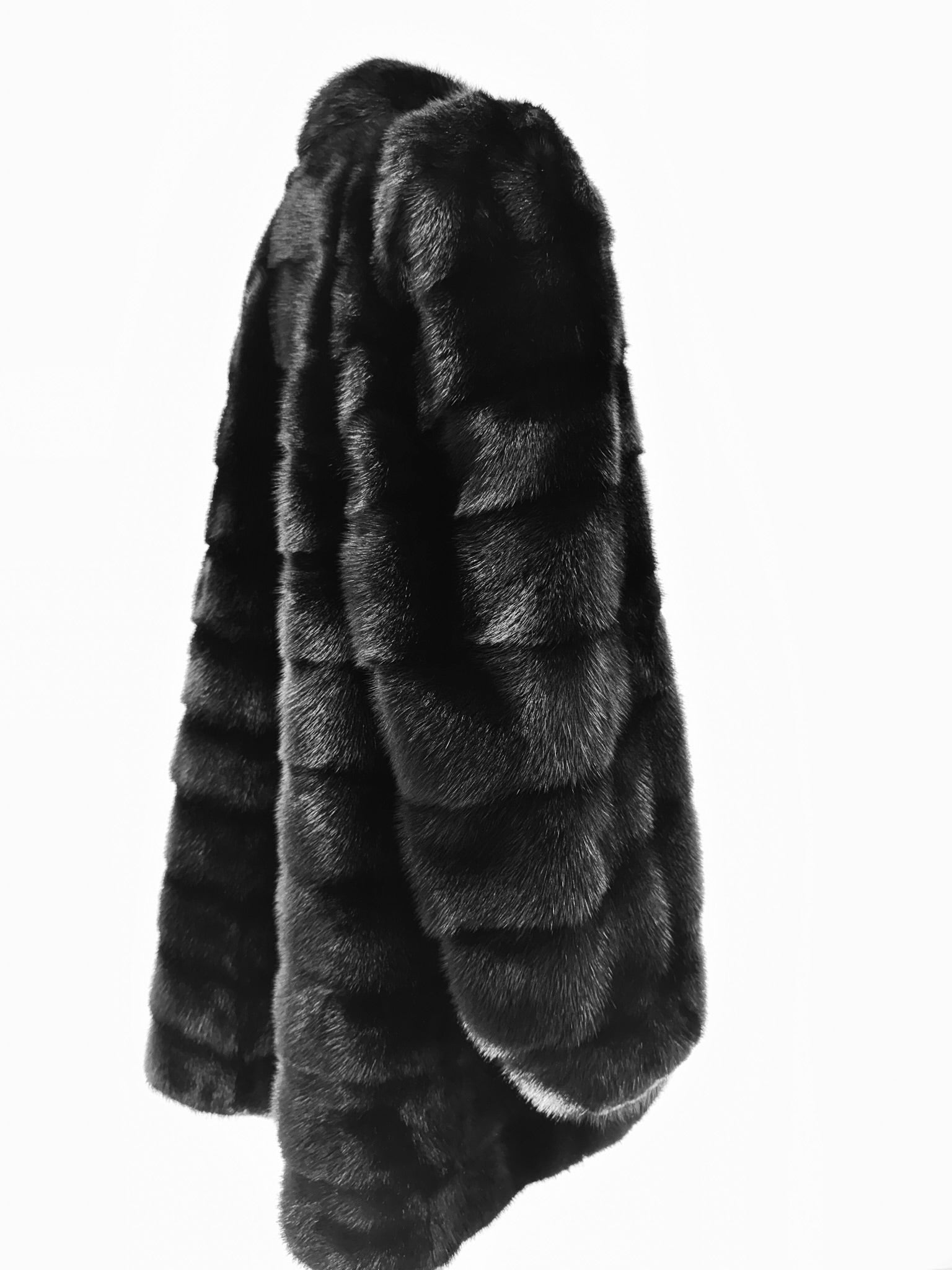 Black Dyed Male Mink Skin Jacket Horizontally worked