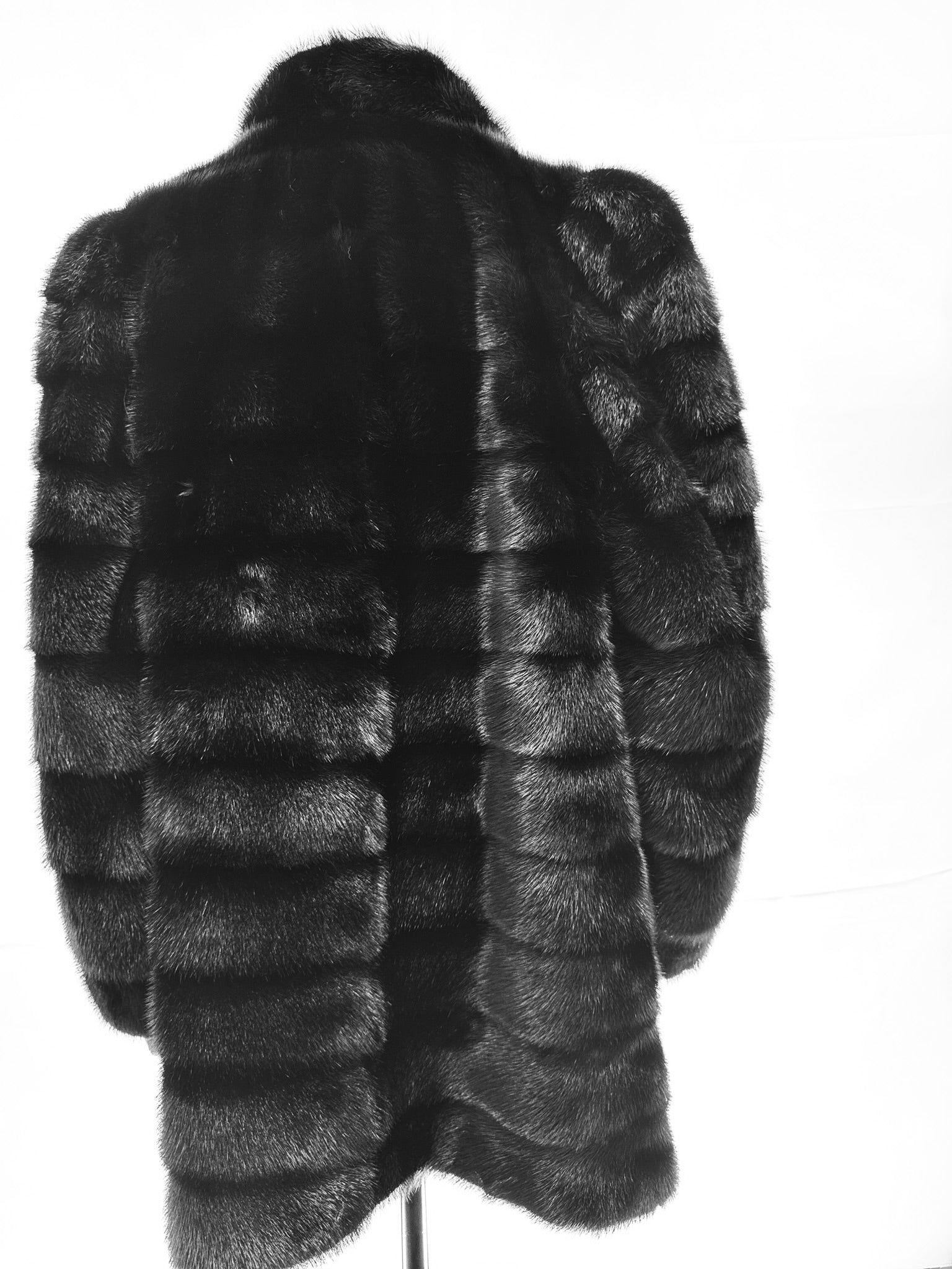 Black Dyed Male Mink Skin Jacket Horizontally worked