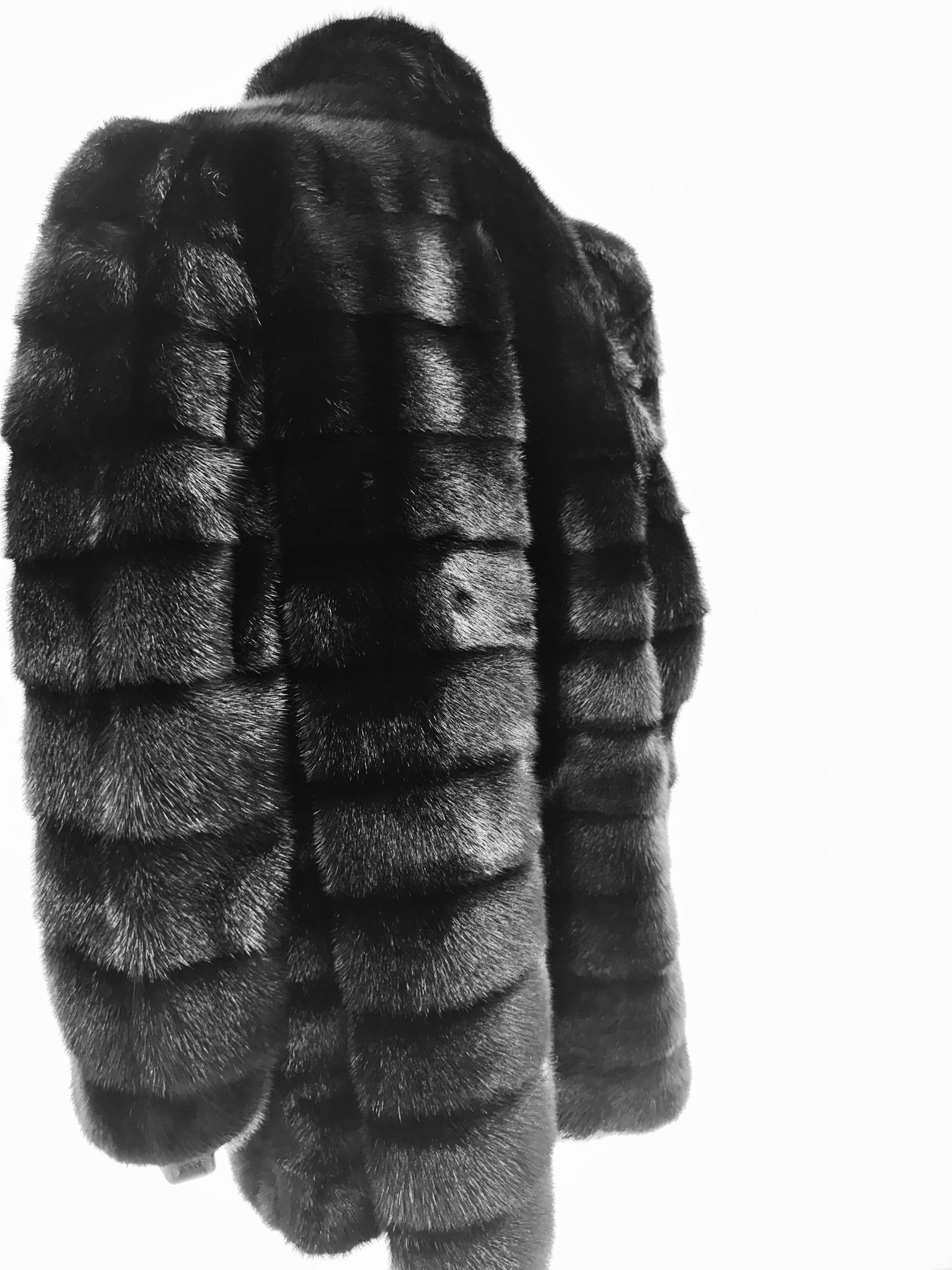 Black Dyed Male Mink Skin Jacket Horizontally worked
