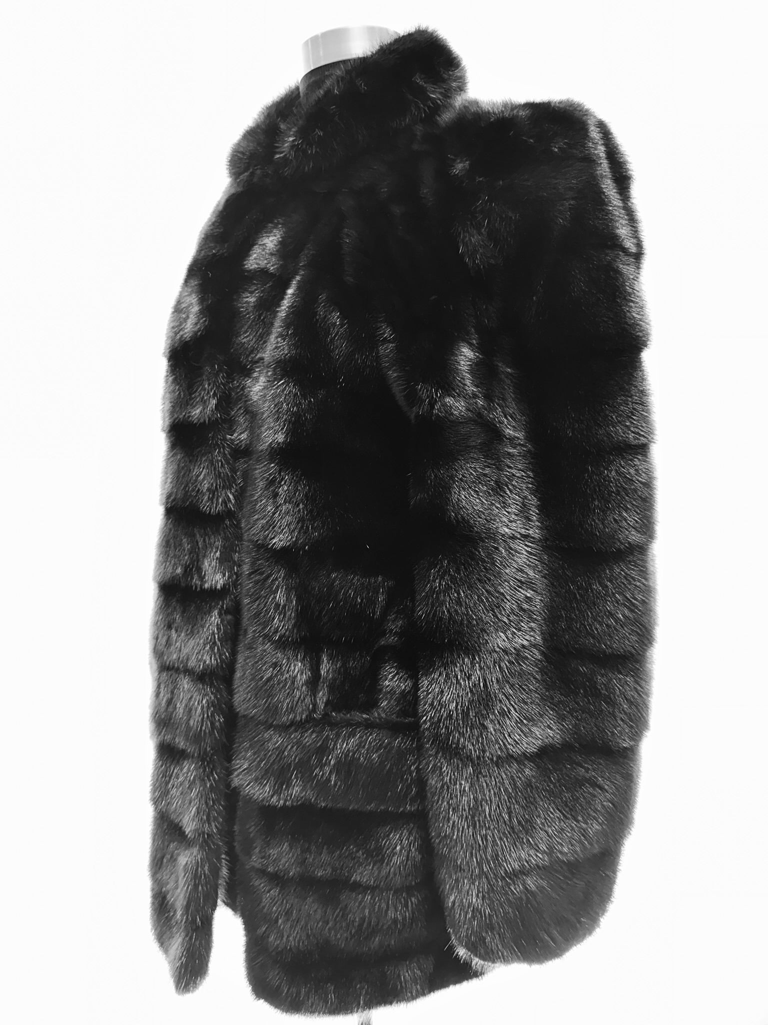 Black Dyed Male Mink Skin Jacket Horizontally worked