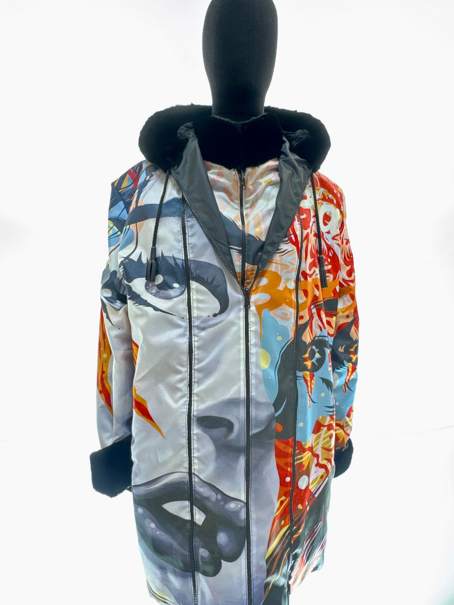 Black swakara reversible with face fabric