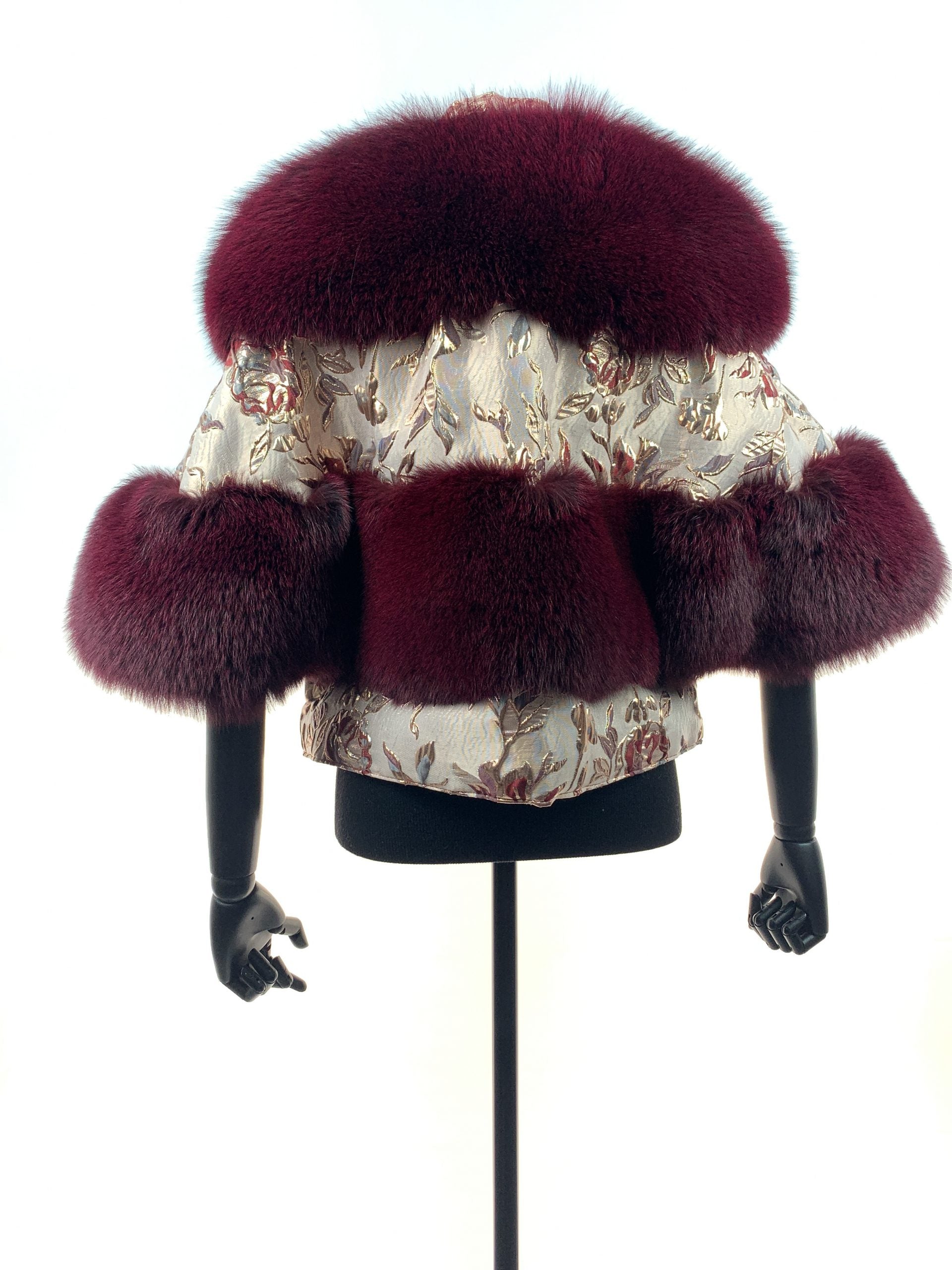 Burgundy rose cloth with Burgendy fox insert and matching hat - Donna