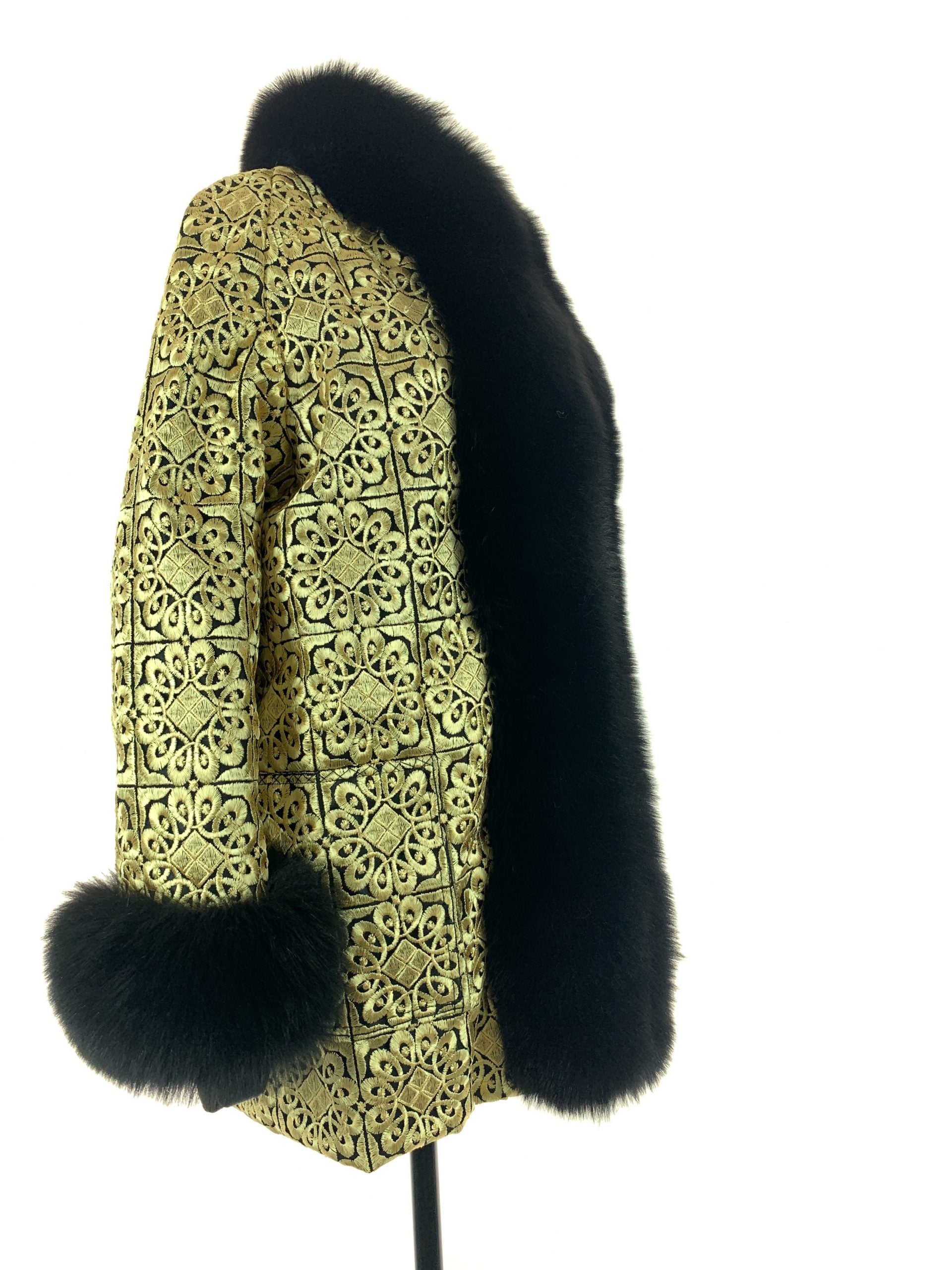 Chalice gold cloth trimmed with golden island fox and pill box hat - Yusaf