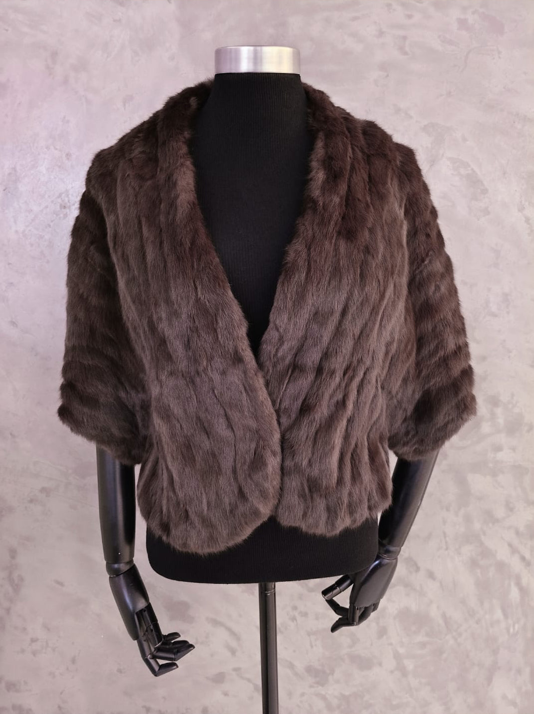 # 14205 Chocolate Brown Canadian Squirrel Bolero Cape.