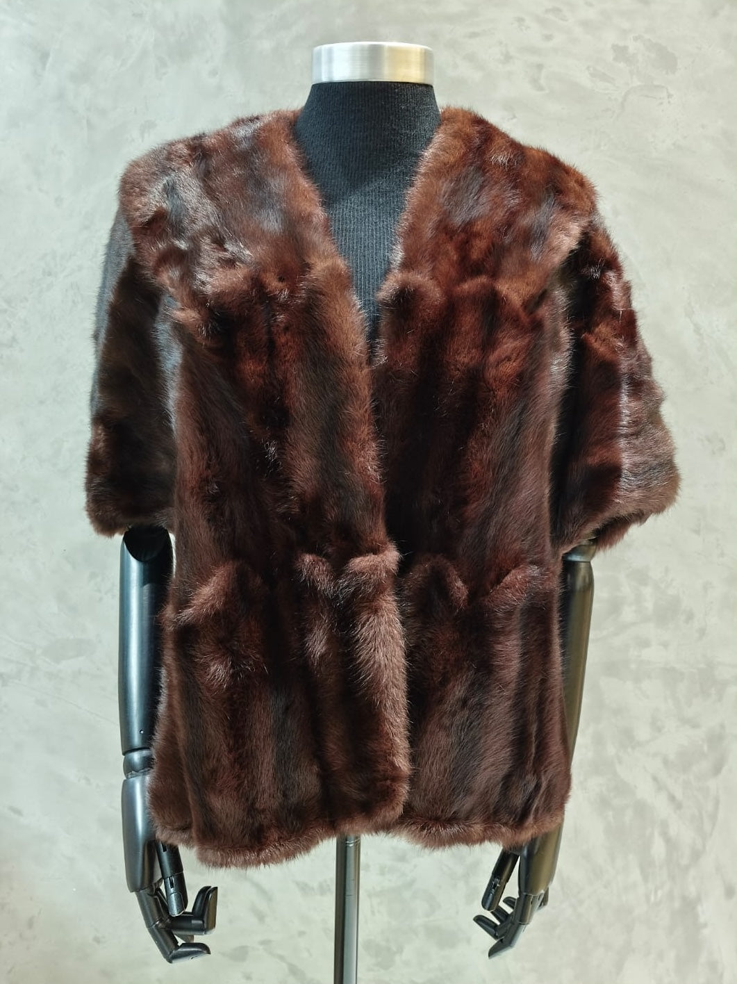 CPT 18281.1 Finest Quality Chestnut - Cherry Brown Russian Squirrel Stole With Dark Centre.