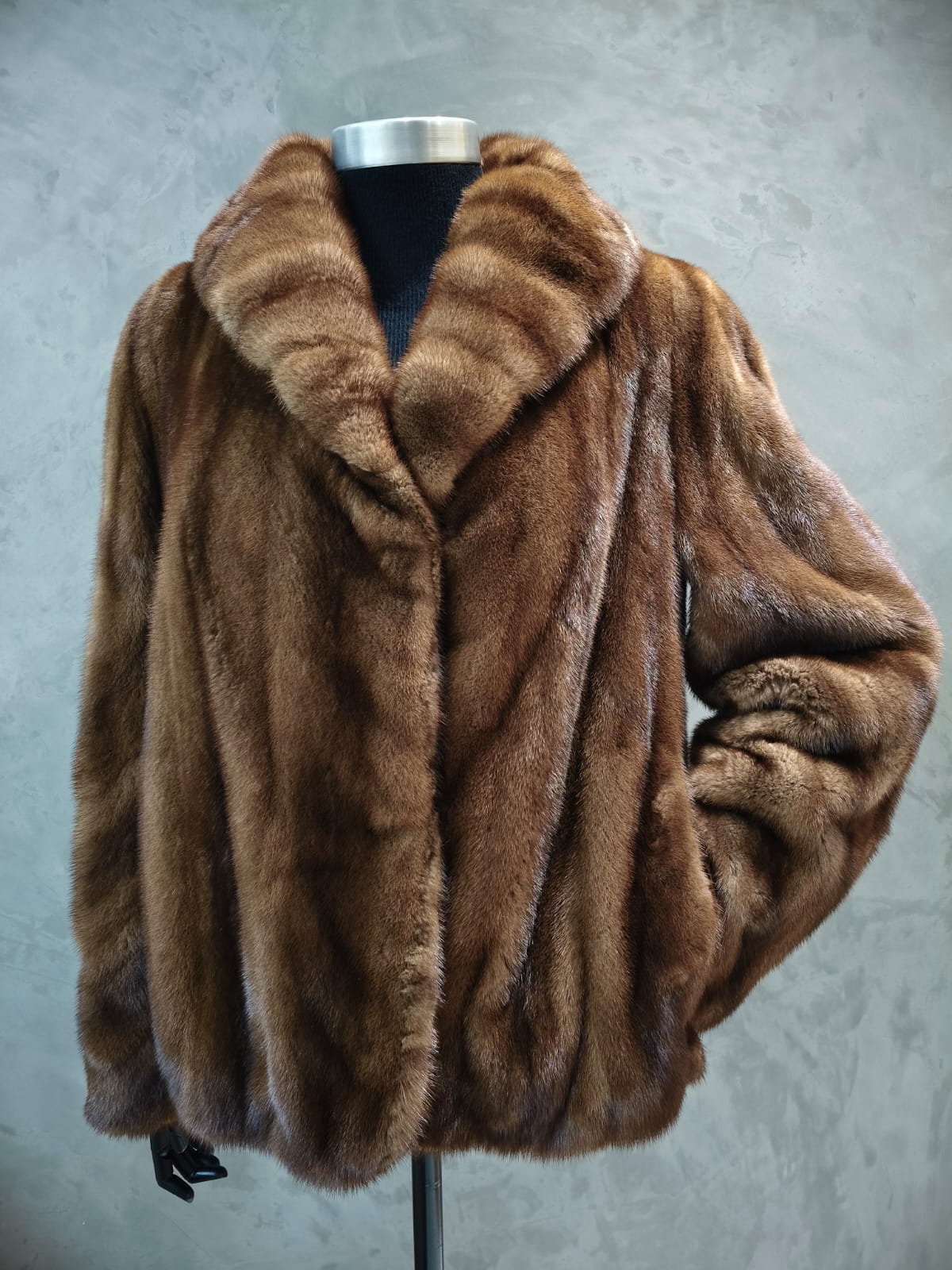 # 14256.1 Demmi Buff Mink Jacket With Diagonal Worked Sleeve
