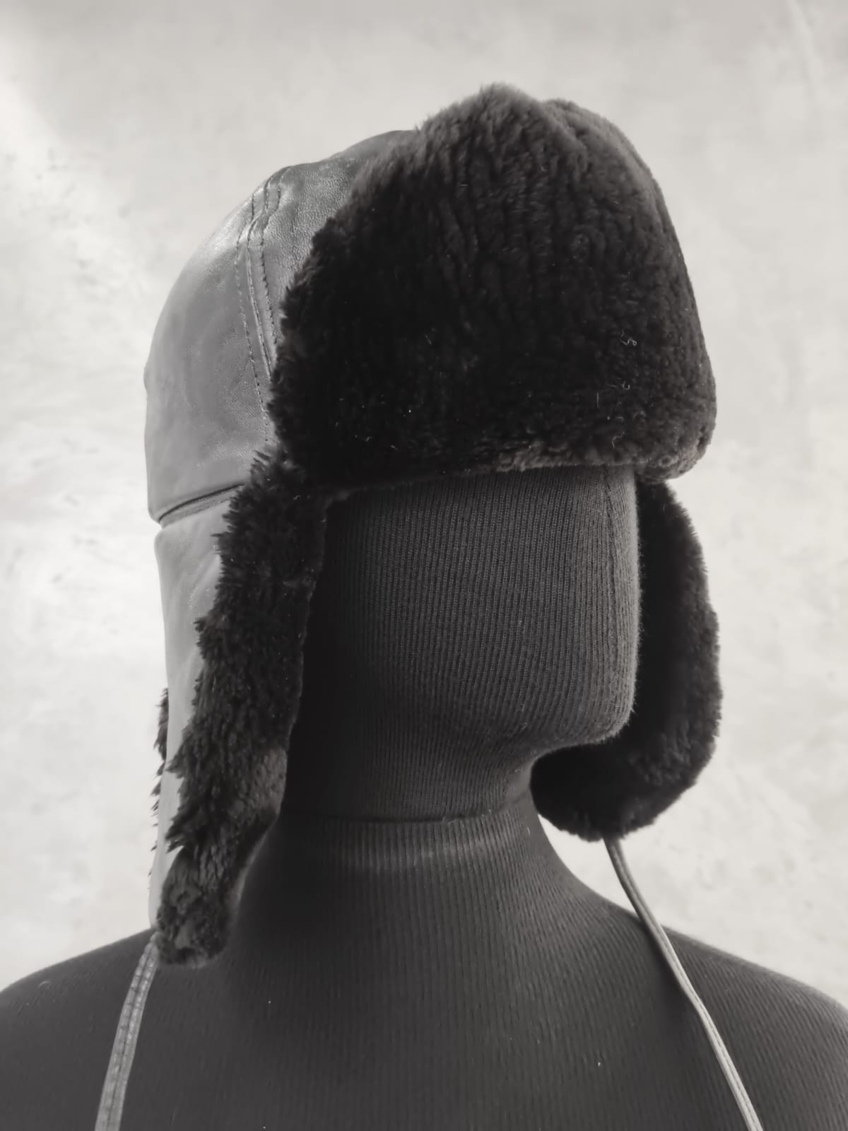 # 14256.1 Black Sheard Beaver Inner Fur Ushanka With Black Nappa Outer