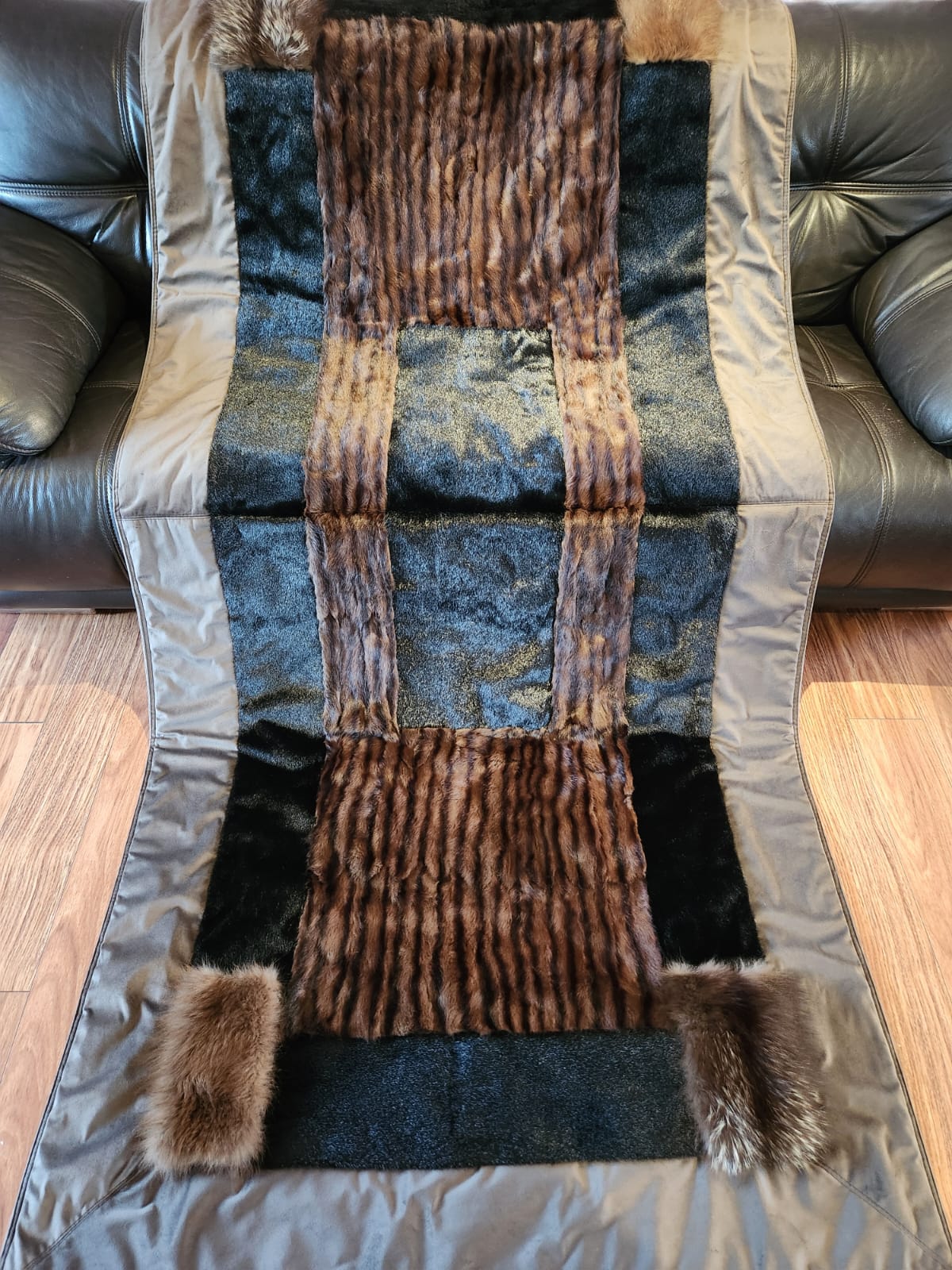 Luxurious multiple fur type throw 245cm x 115cm