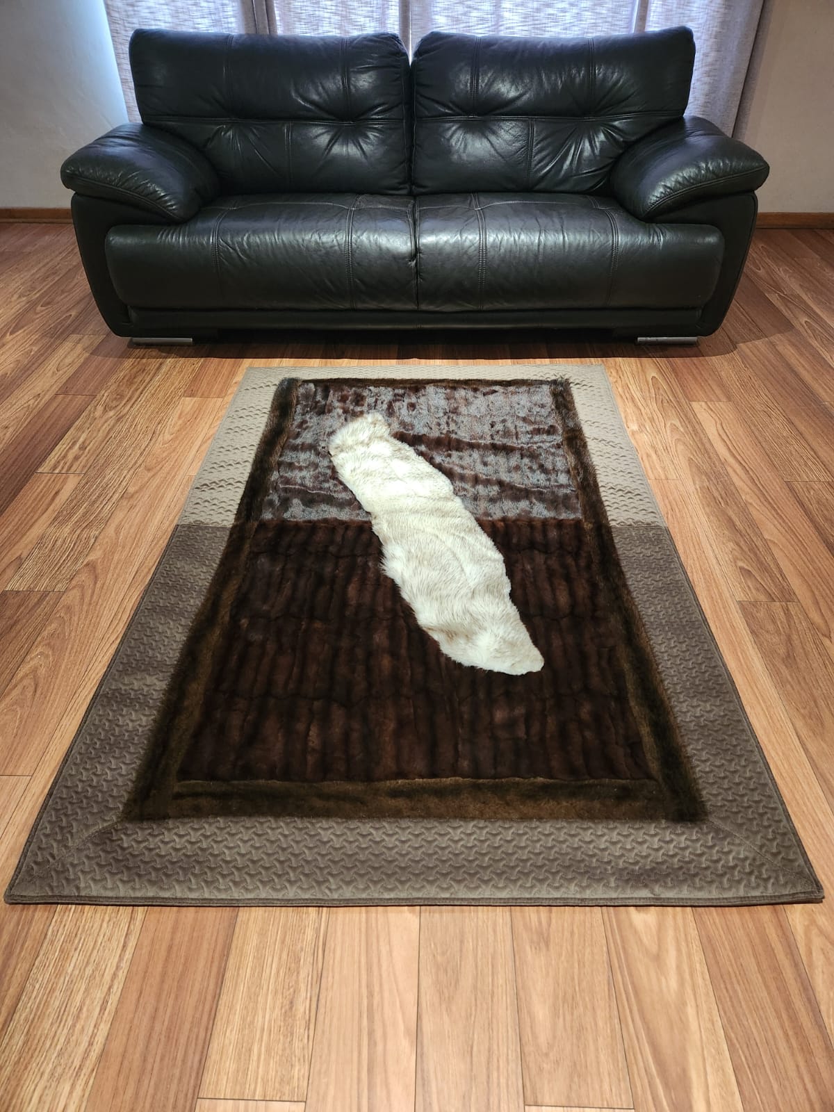 Ranch Mink, dark striped Russian Sqirrel & Shadow fox throw 185 x 120cm