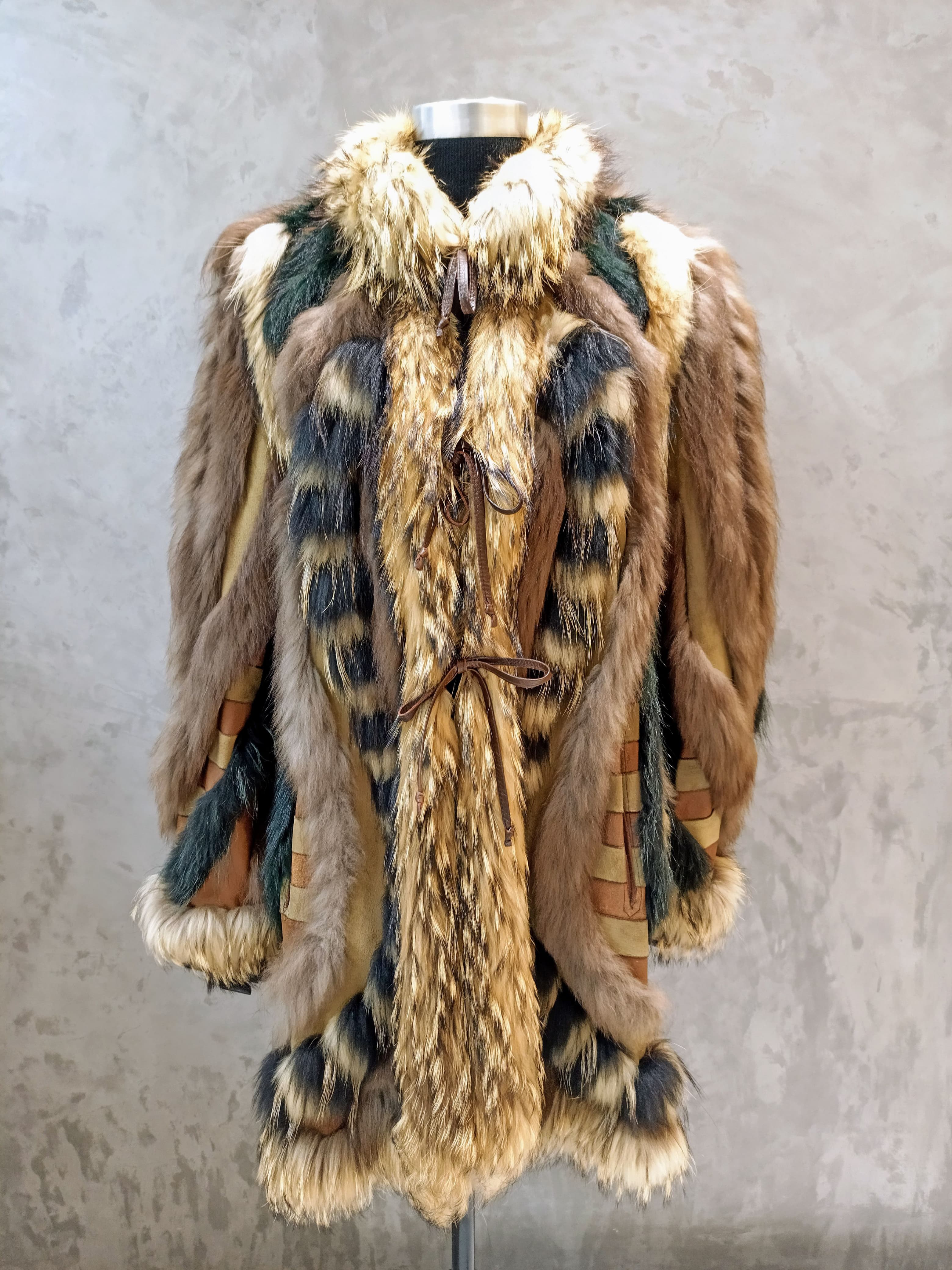 #14137.1 Multi Fur Reversible Leather & Nappa Car Coat