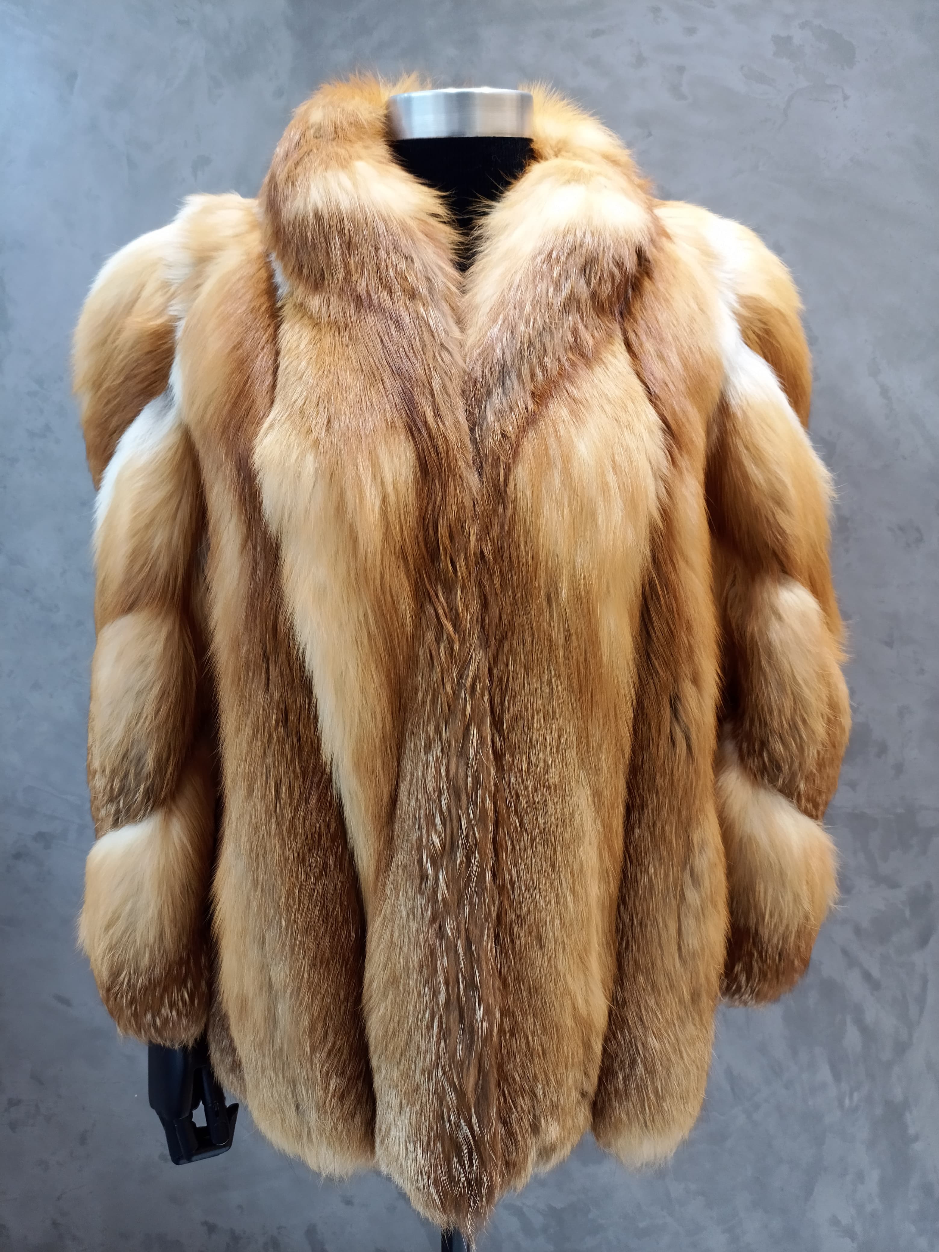#14137.1 Canadian Red Fox Jacket With Diagonal Worked Sleeves