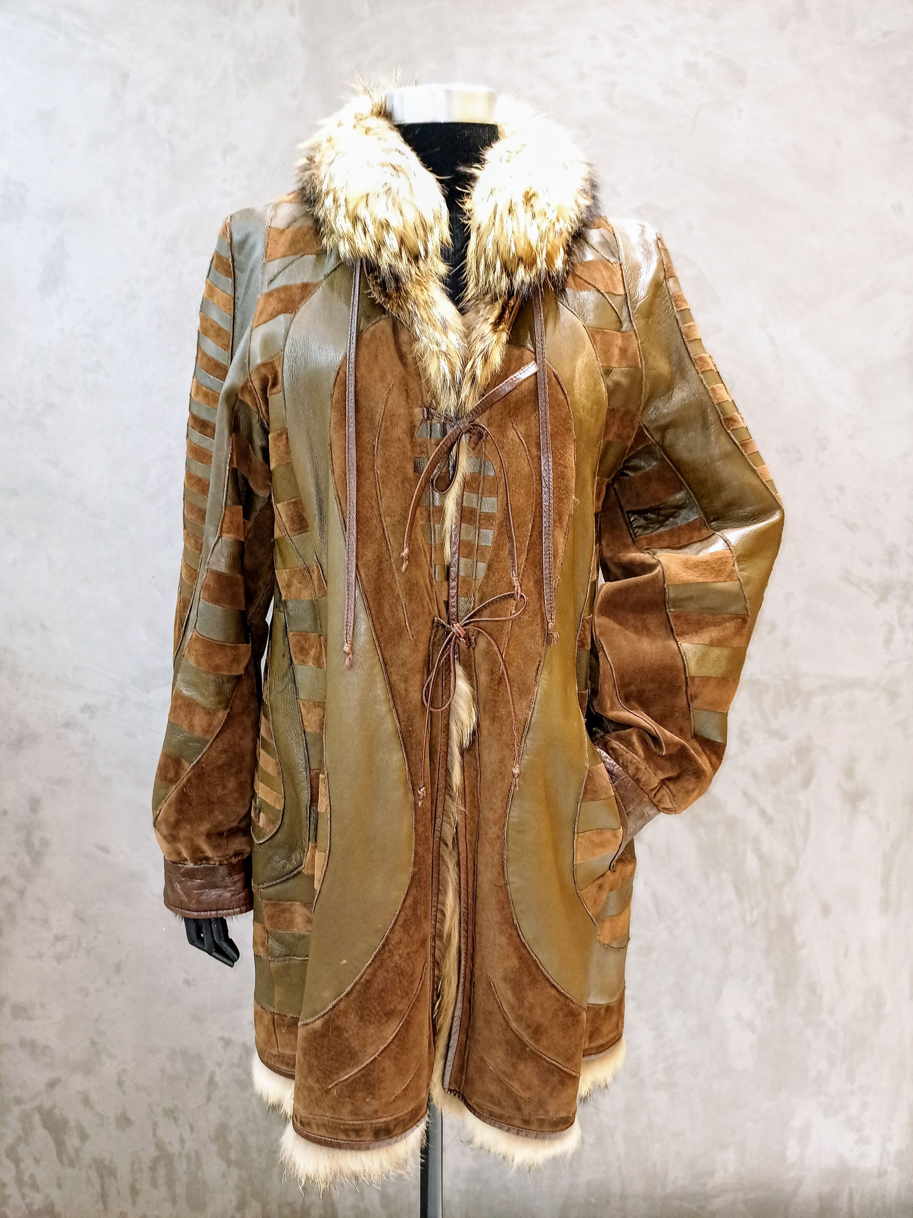 #14137.1 Multi Fur Reversible Leather & Nappa Car Coat