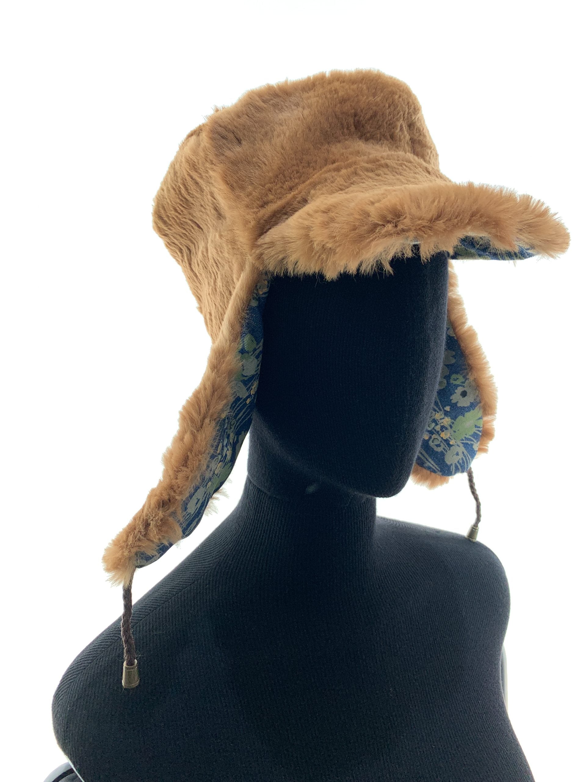 Floral Orange Print Denim With Butterscotch Sheared Cony Umshanka