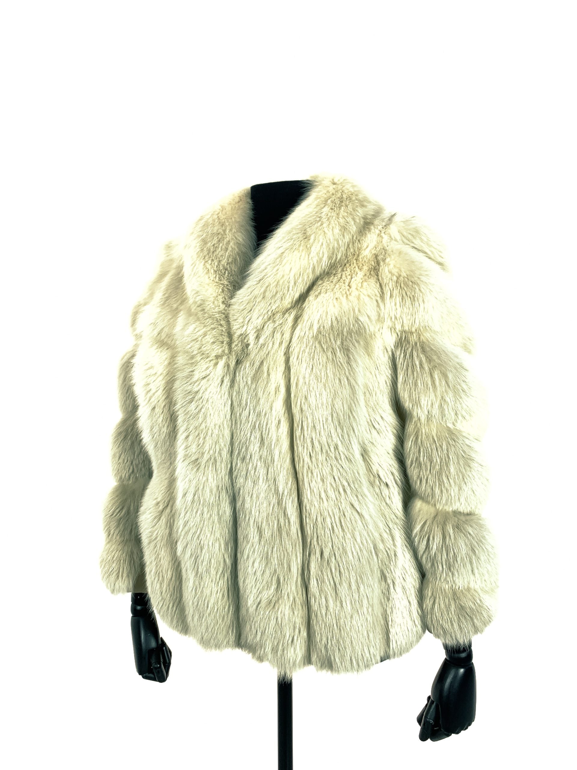Misty White Feather Worked Fox Jacket