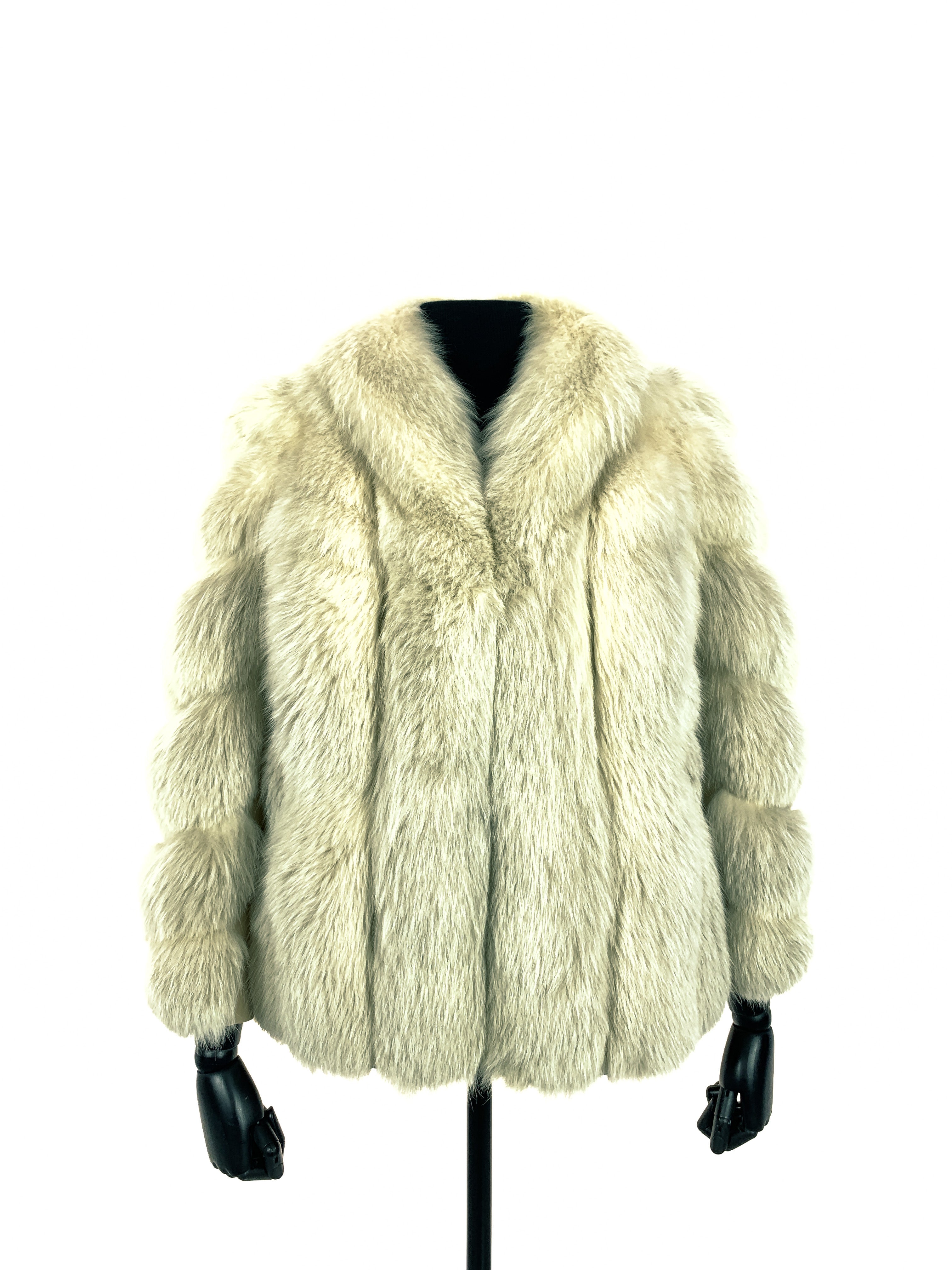 Misty White Feather Worked Fox Jacket