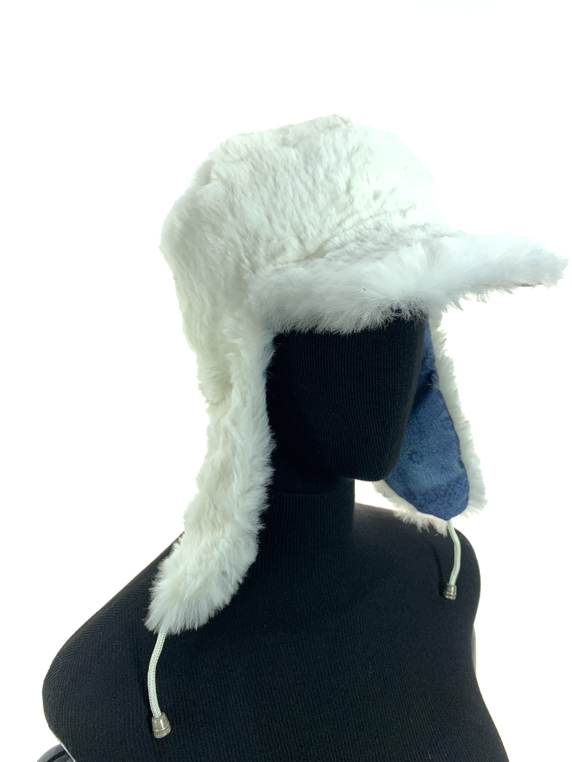 Floral Print Blue Denium With White Sheared Coney Umshanka