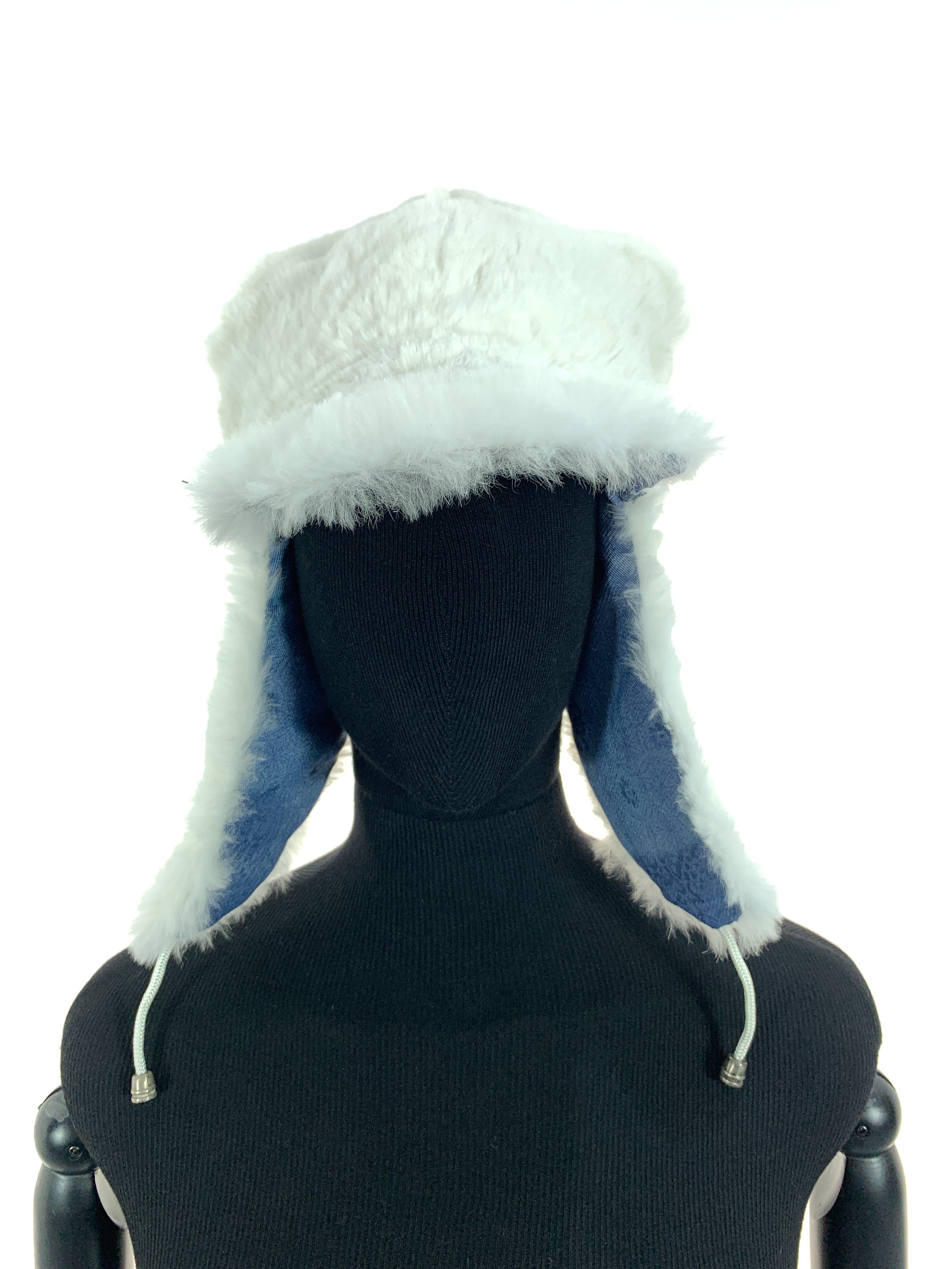 Floral Print Blue Denium With White Sheared Coney Umshanka