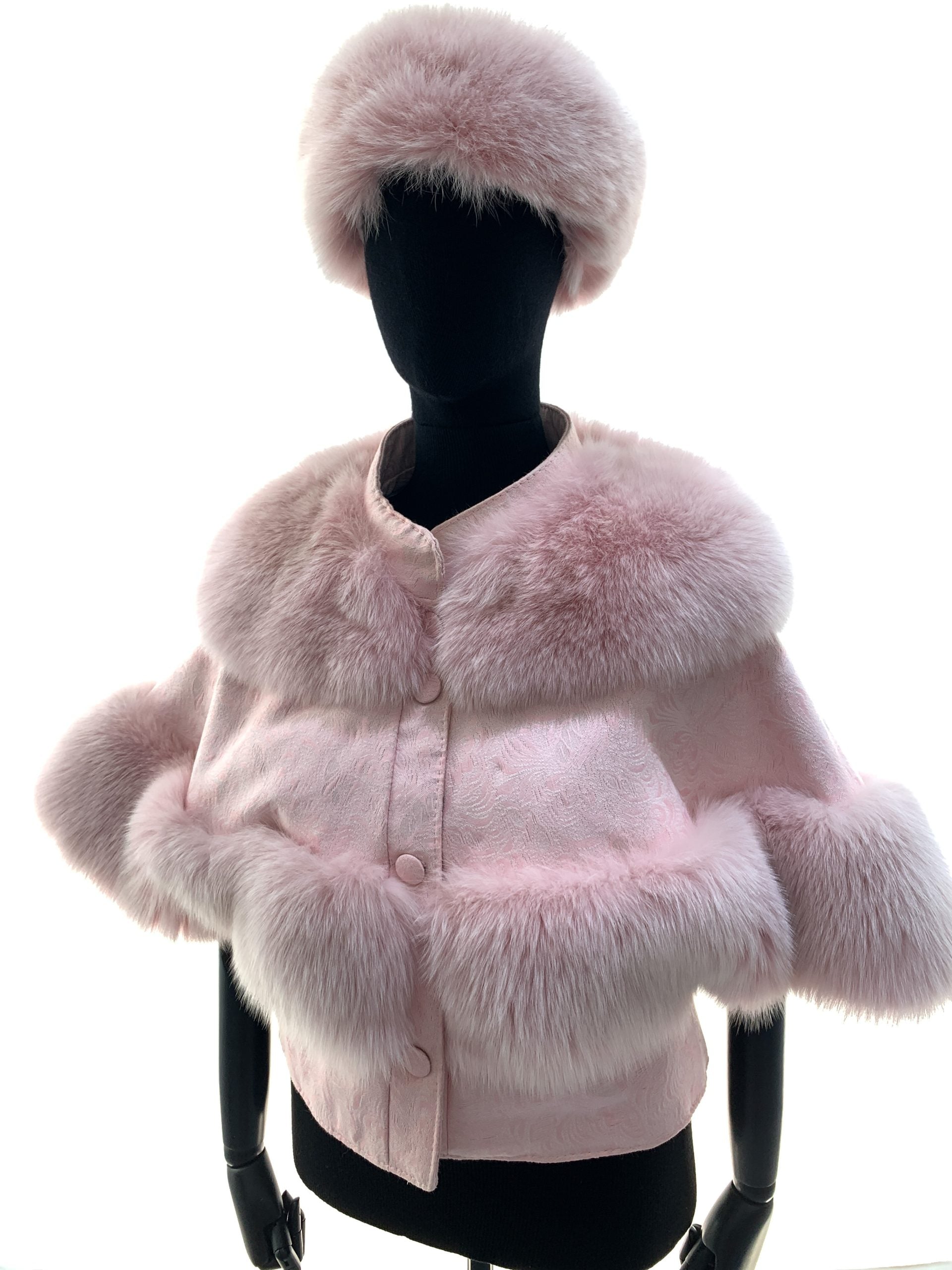 Majestic pink fabric with rosa dyed fox - Donna