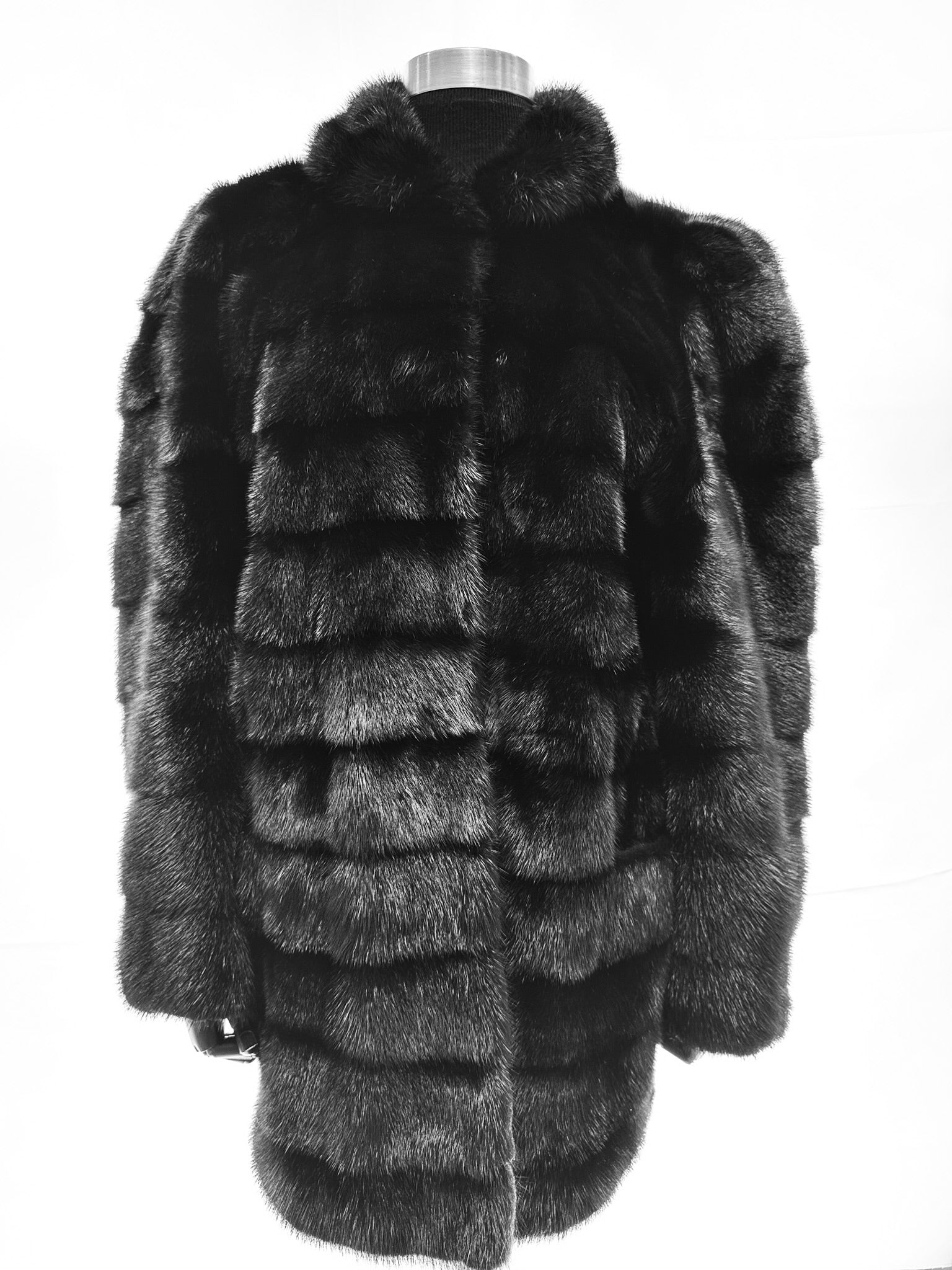 Black Dyed Male Mink Skin Jacket Horizontally worked