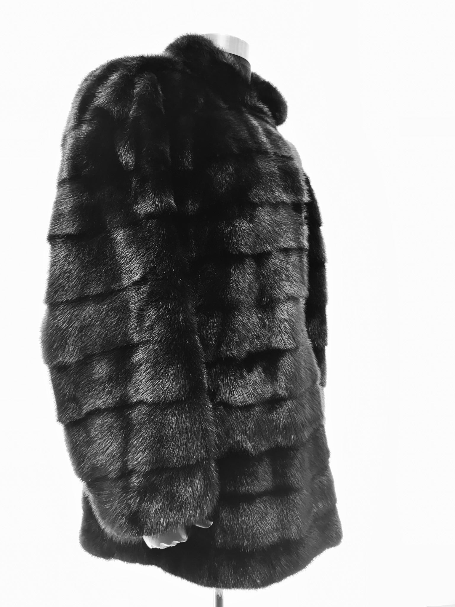 Black Dyed Male Mink Skin Jacket Horizontally worked