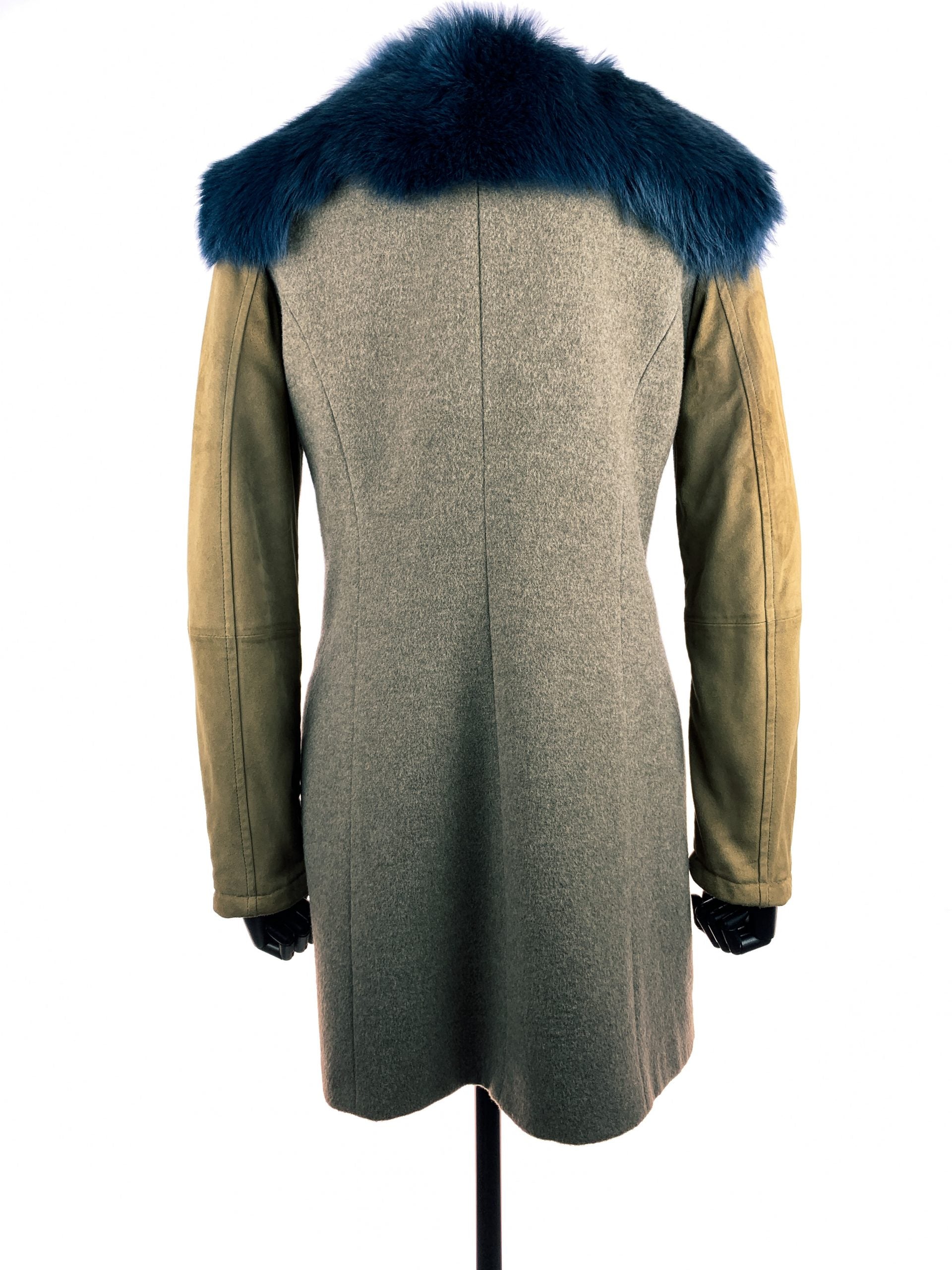 Blue Tuscan Lamb with suede and knit inserts
