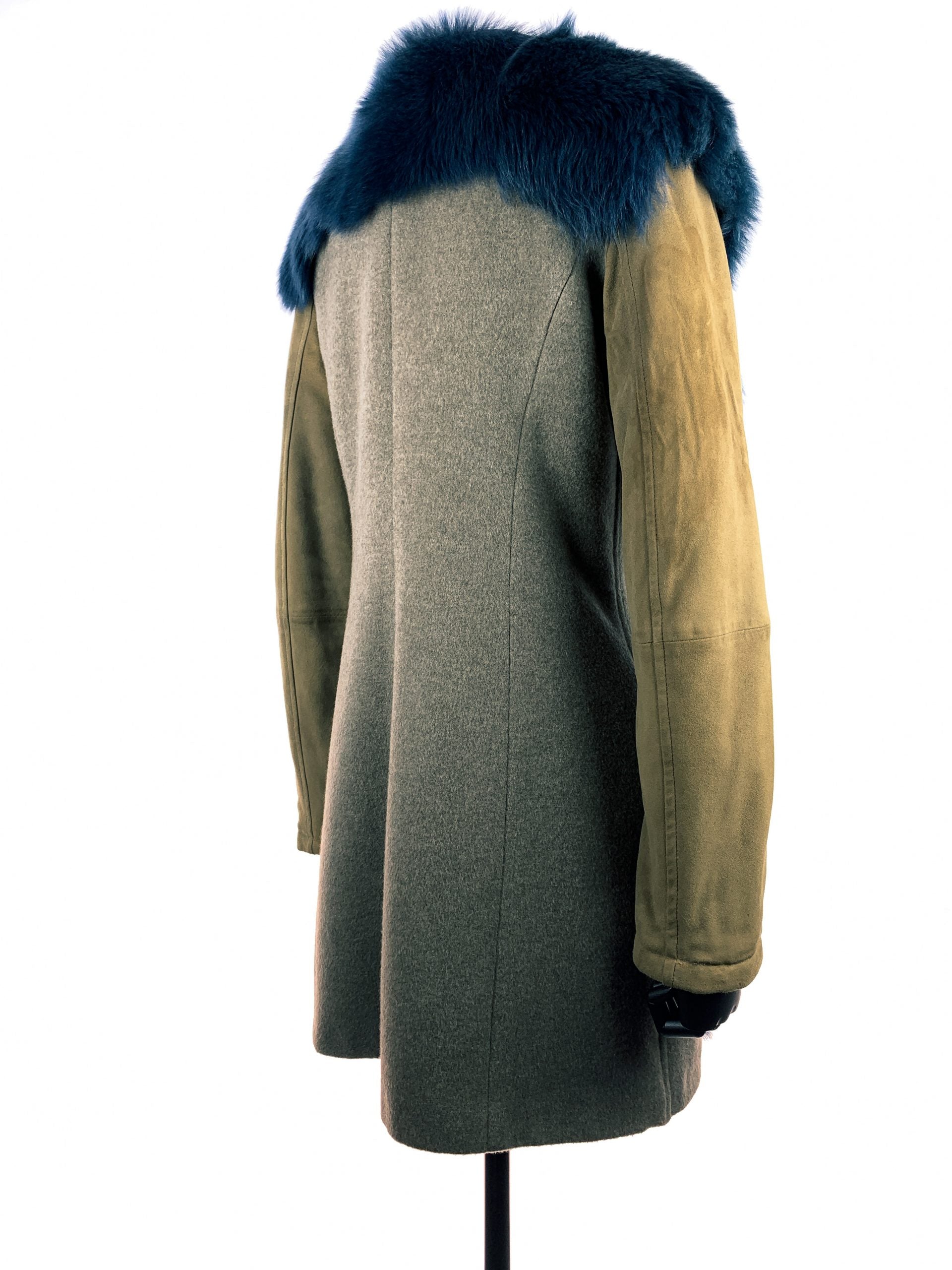 Blue Tuscan Lamb with suede and knit inserts