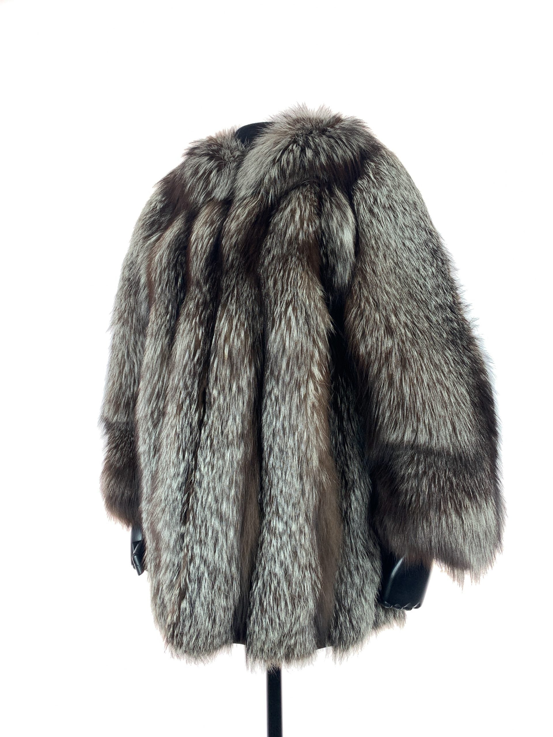 Silver fox jacket leather insert under arm of body & sleeve