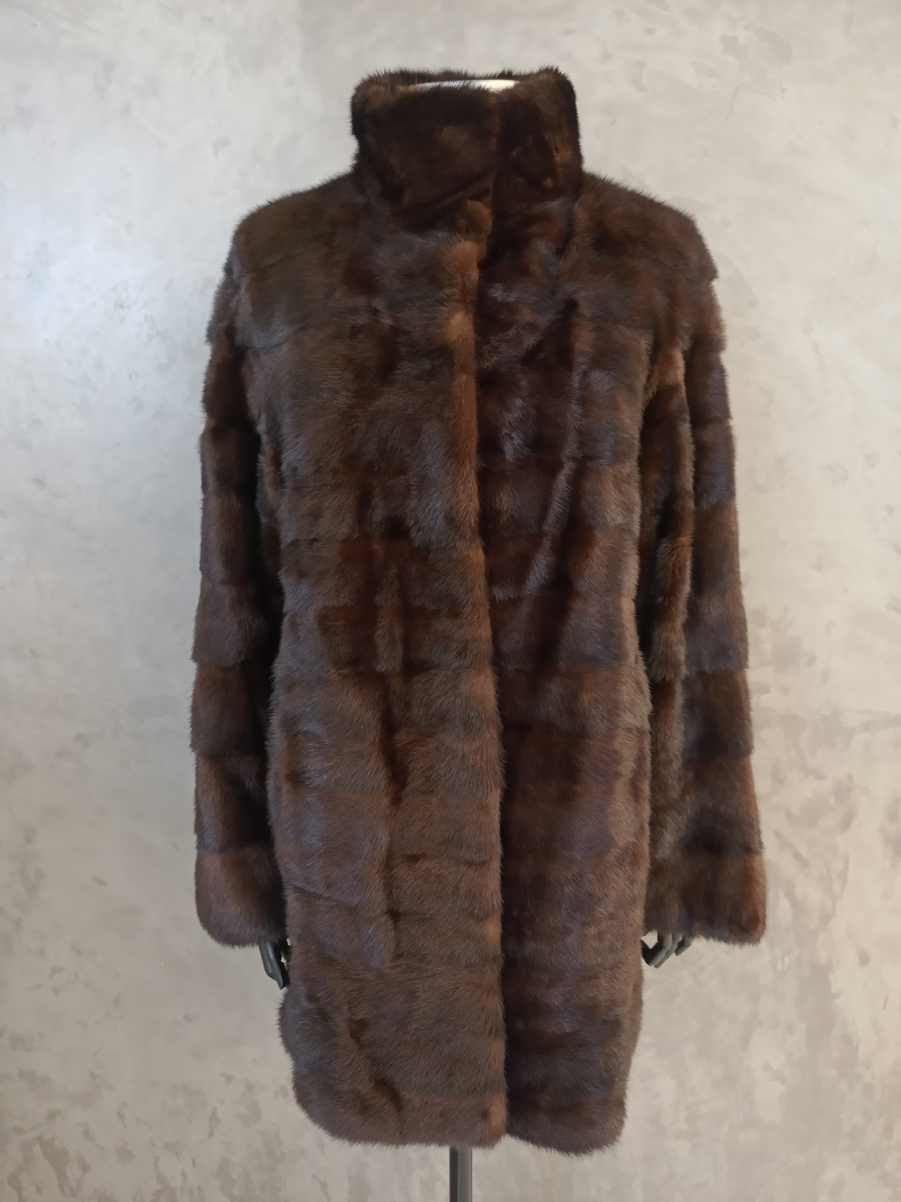 14069 Horizontally Worked Ranch Mink  Mink Car Coat
