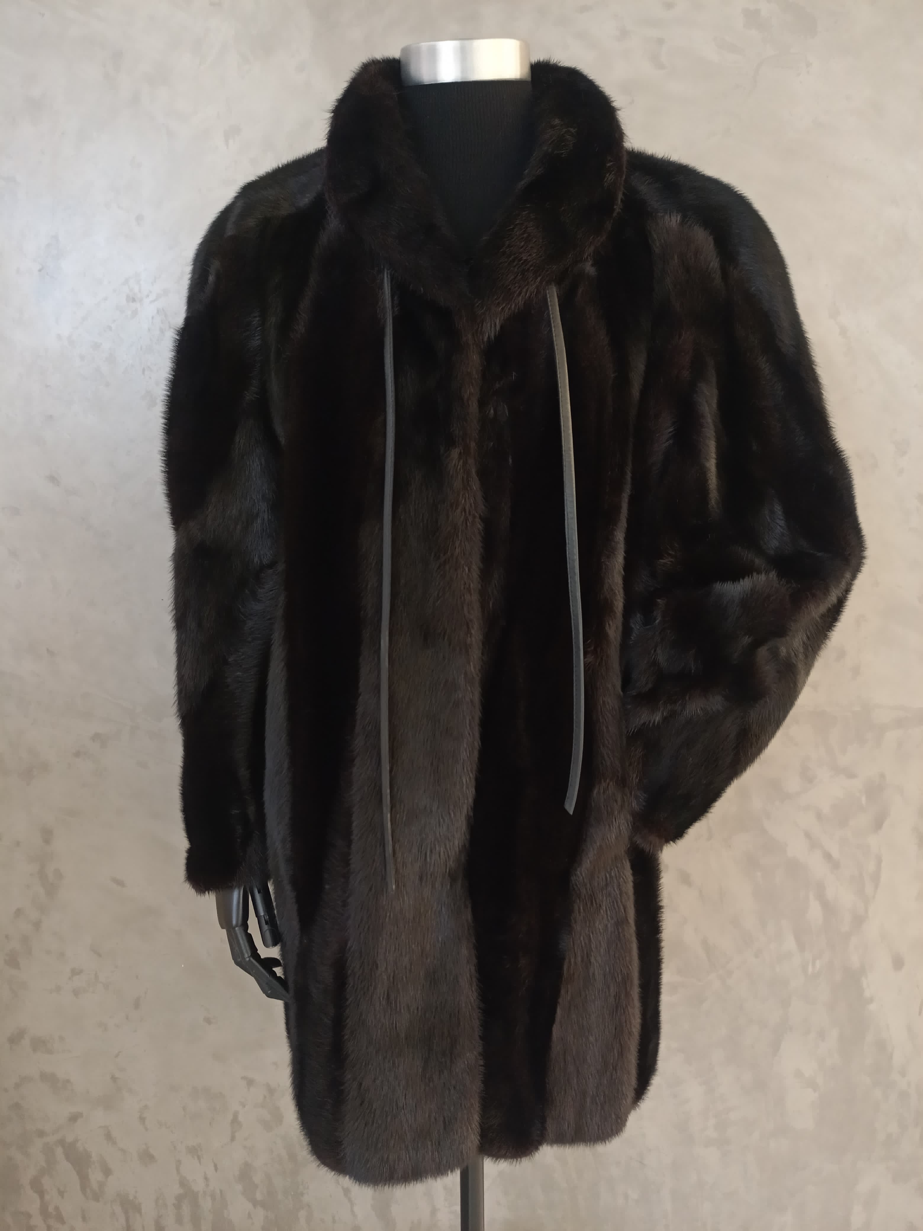 #14068 Two Way Worked Black Dyed  Mink Long Jacket