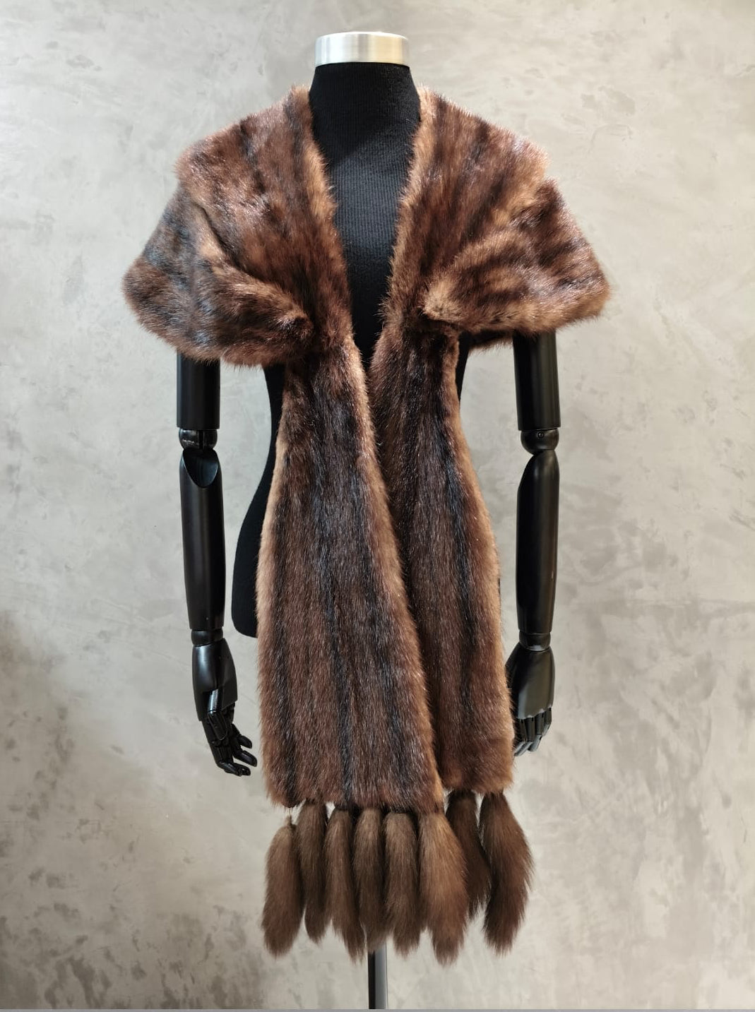 # 14205 Dark Striped Brown Marmot Cape/Stole.