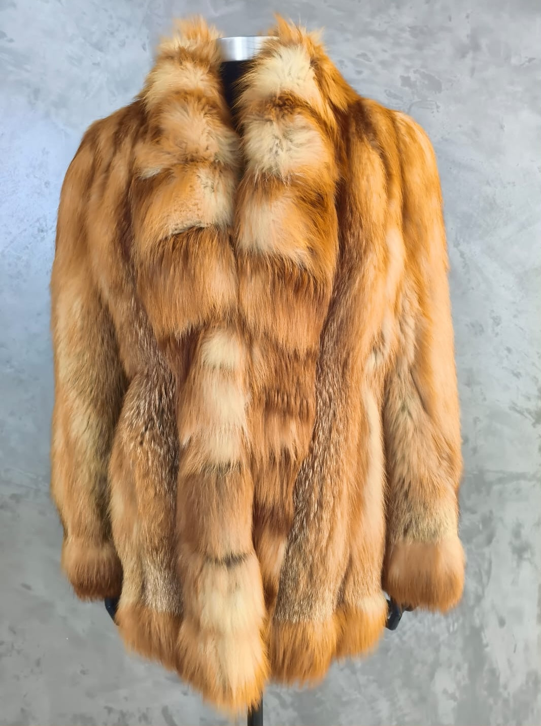 #14361.1 Canadian Red Fox Long Jacket with Step Worked Front Edges, Hem & Cuffs