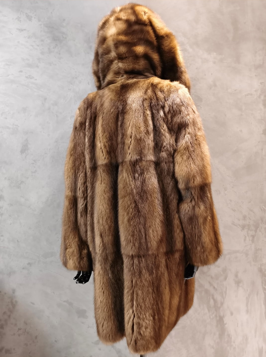 #CPT 18279.1 Mid Brown Russian Sable Coat With Wide Hoody
