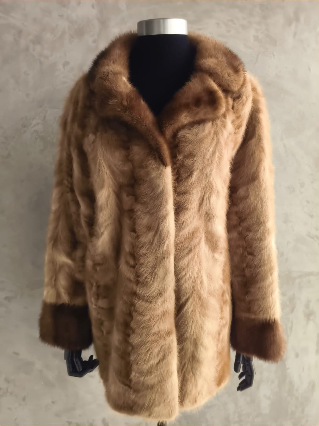 # 14395 Pastel Mink Portion Jacket With Fawn Solid Mink Collar & Cuffs