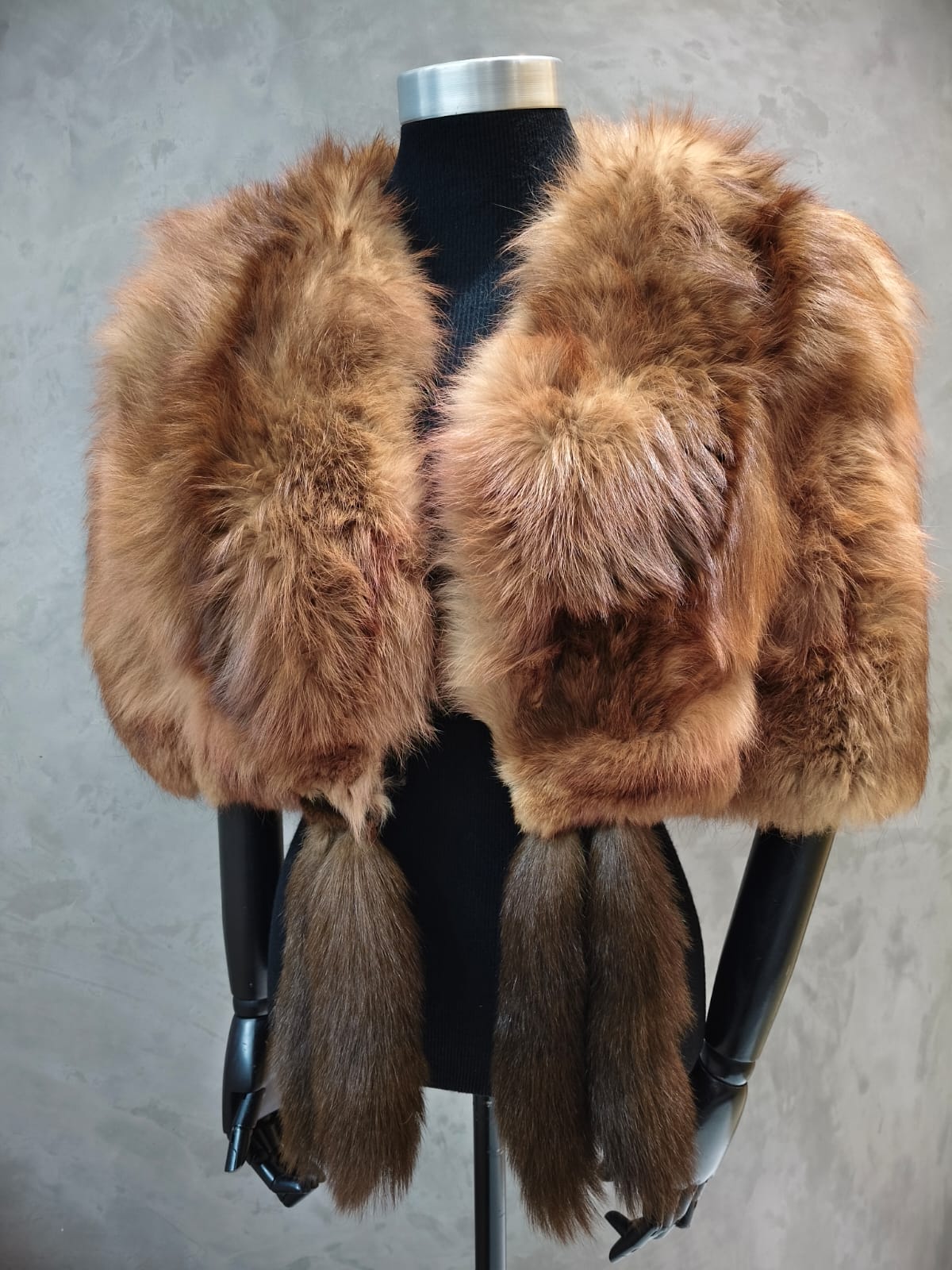 # CPT 18278.2 Tan Dyed Fox Cape With Brown Tails