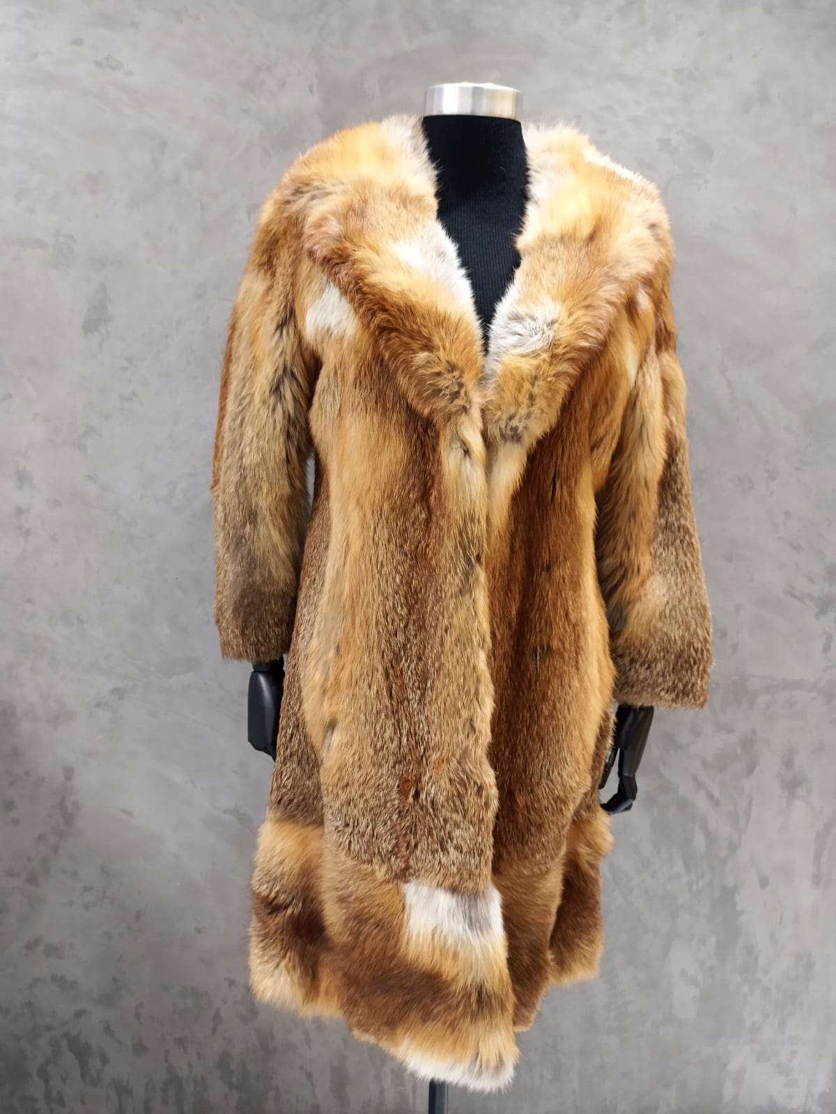 #13732. Australian Red Fox Coat, with Horizontal worked Hem line