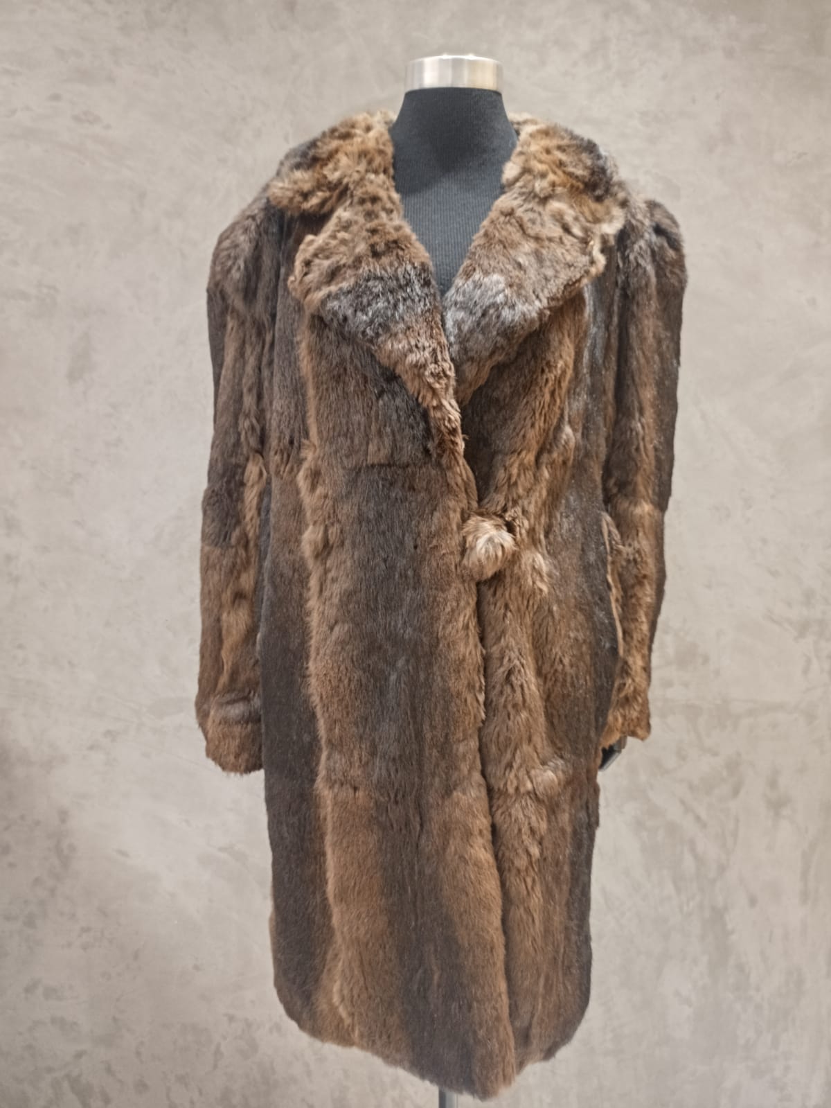 #13754 Dark Striped Taupe Coney Coat