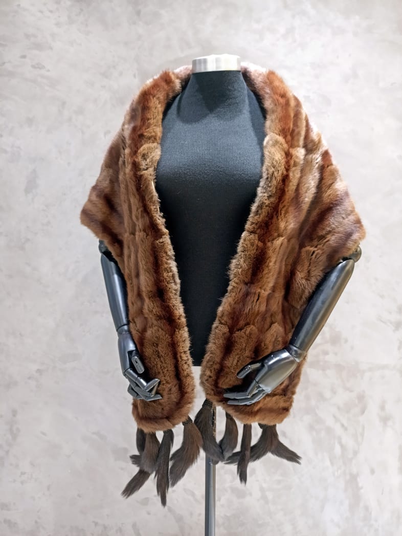 #13835 Dark Tan Striped Russian Squirrel Stole