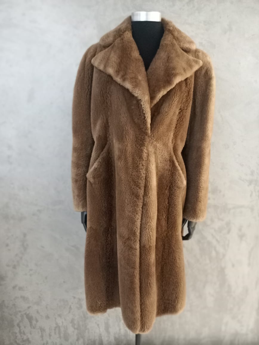 #13865 Taupe Plucked Nutria Coat