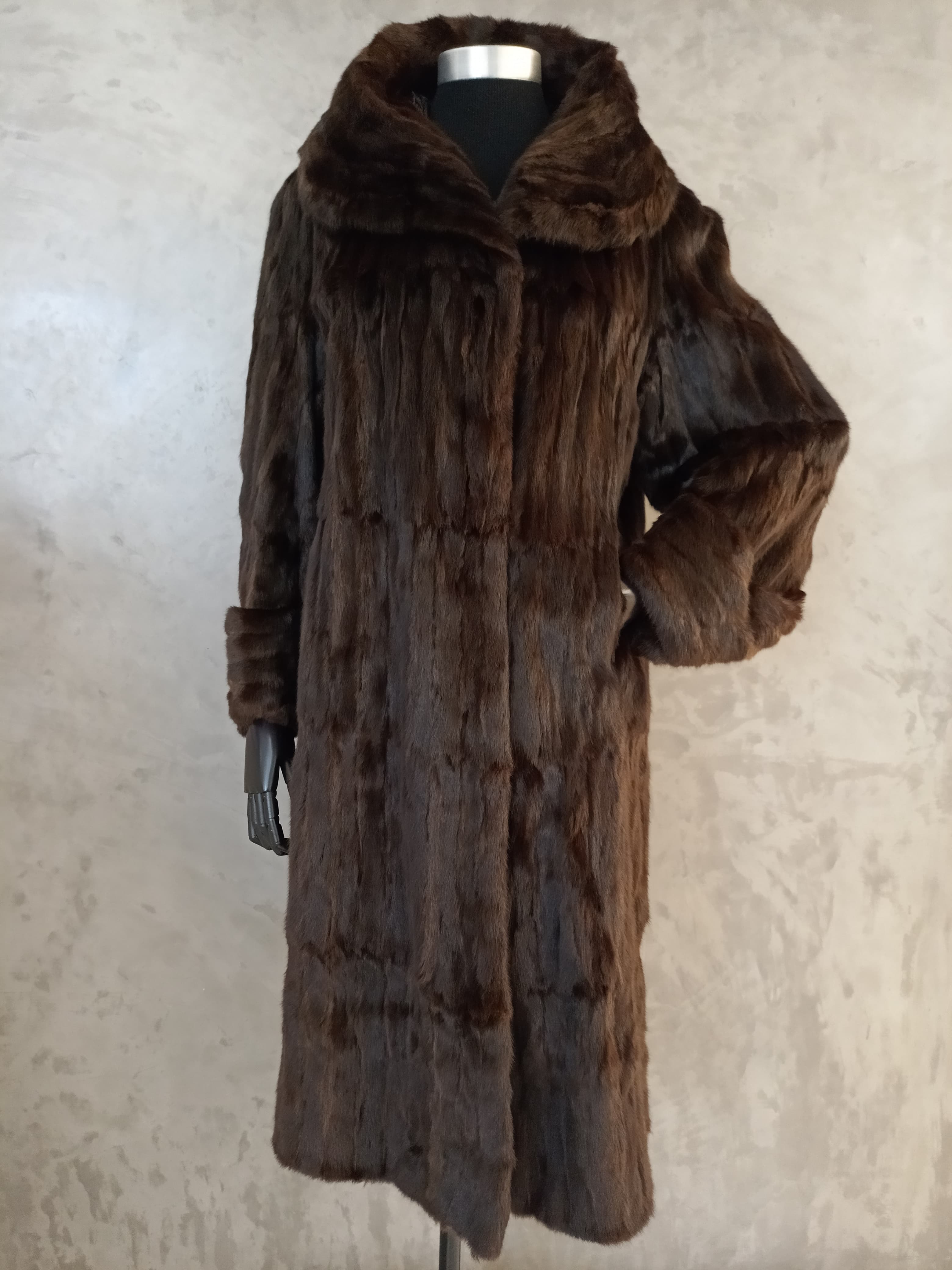 #14140 Dark Brown Canadian Squirrel Coat With Dip Feature Cuff