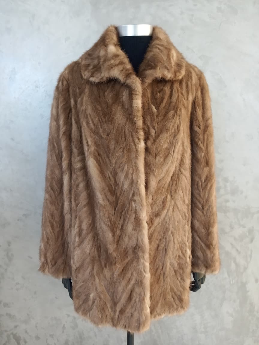 #14155 Long Autumn Haze Mink Tail Jacket