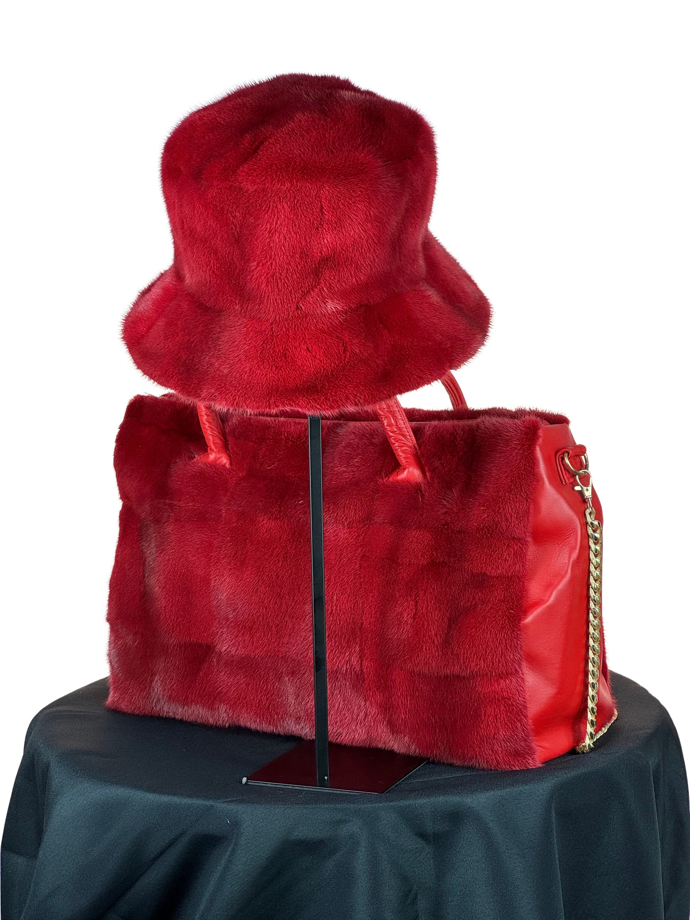 "Perfectly Paired" Red Large Bag With Matching Hat.