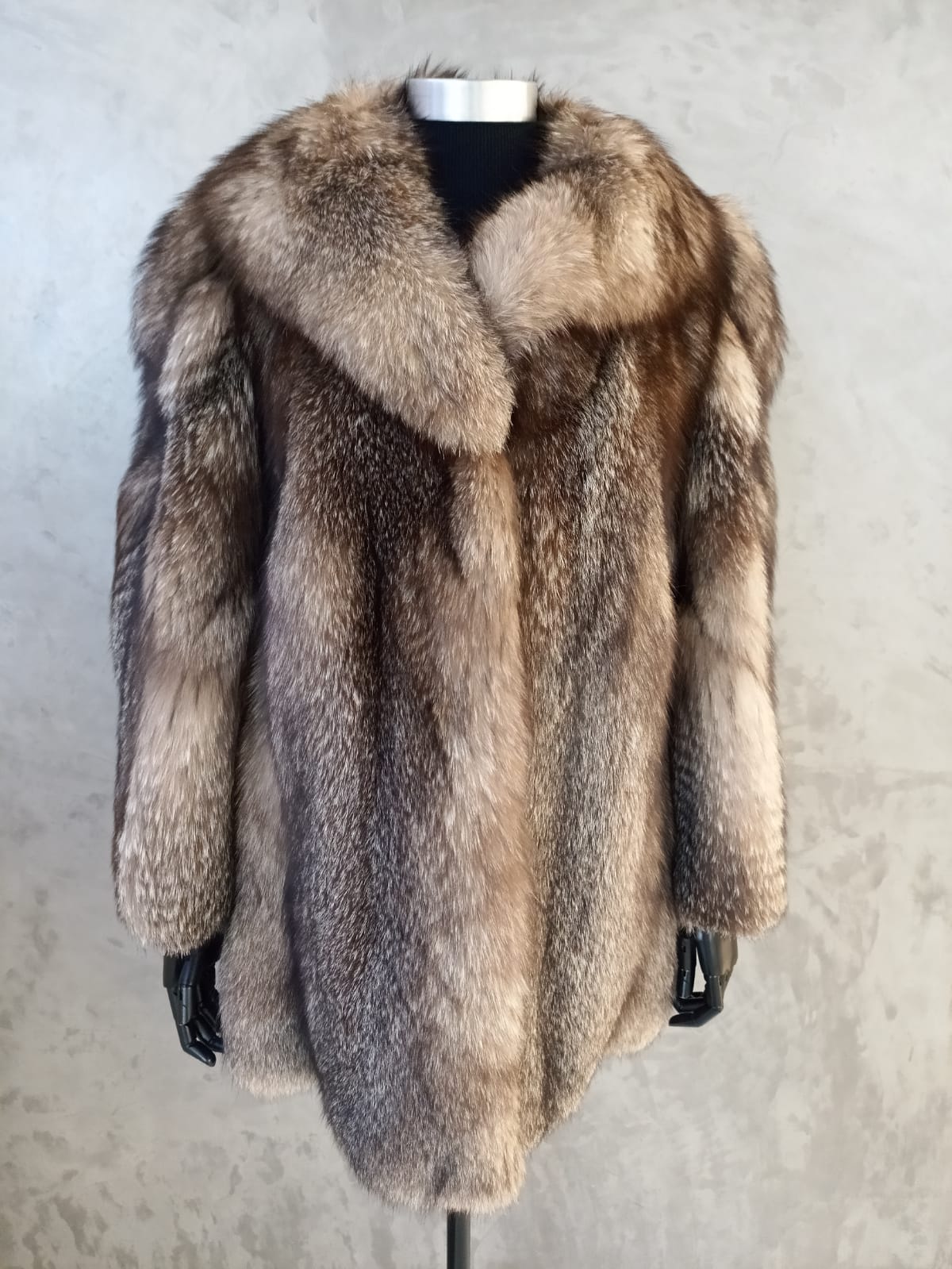 14006 Crystal Fox Jacket With Feather Worked Sleeves