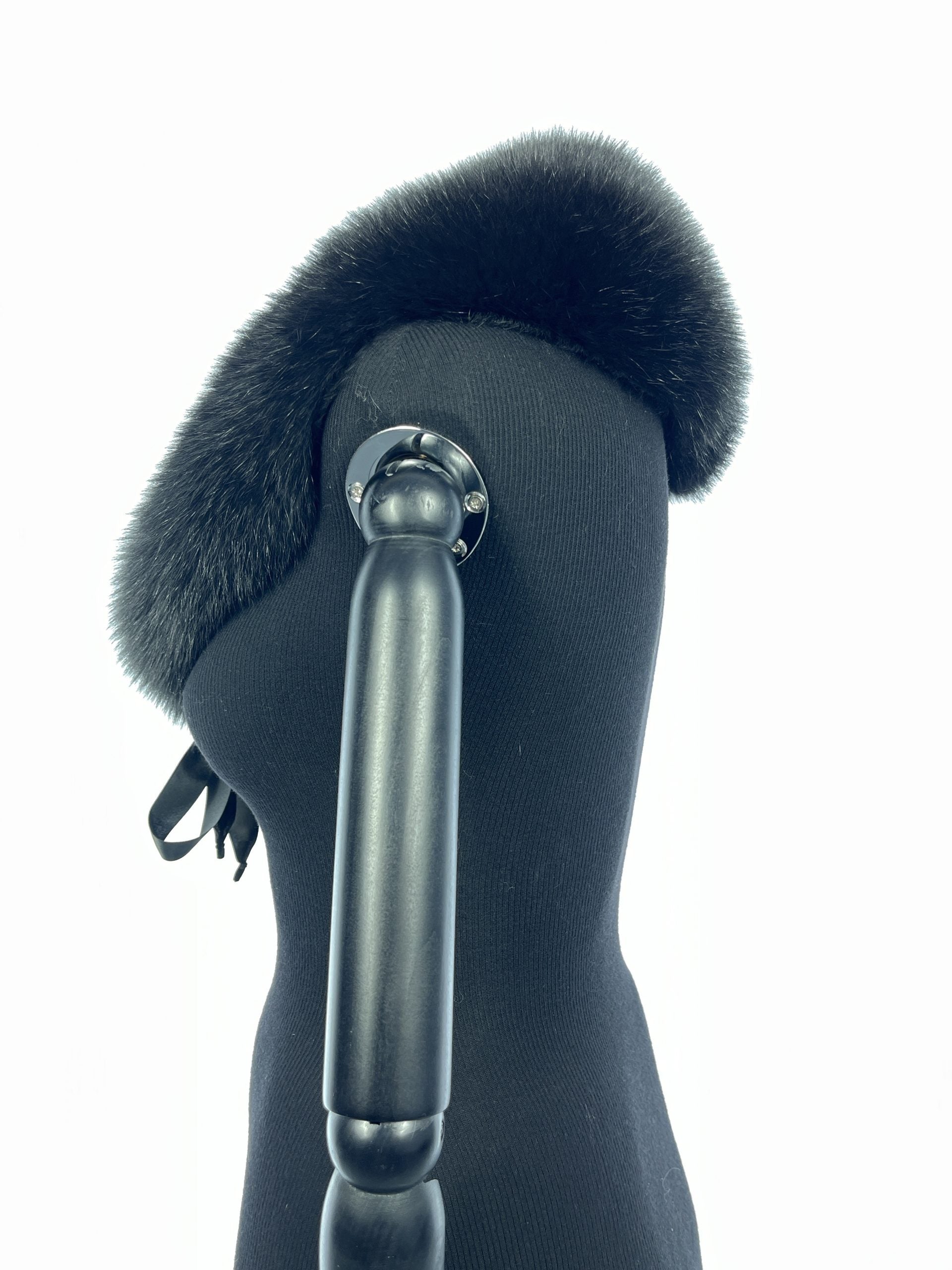 Black Dyed Loose Collar With Ribbon Detail