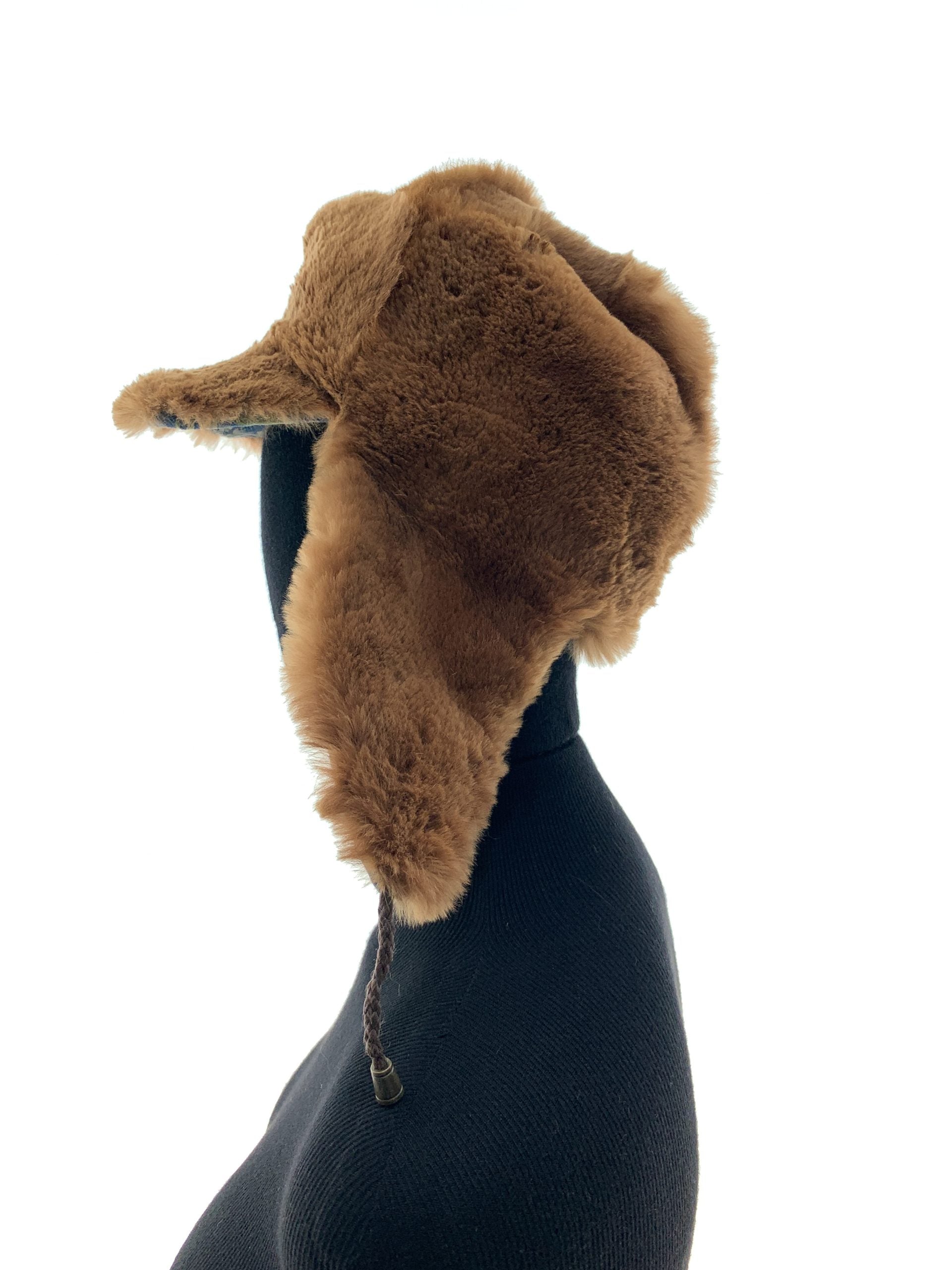 Floral Orange Print Denim With Butterscotch Sheared Cony Umshanka