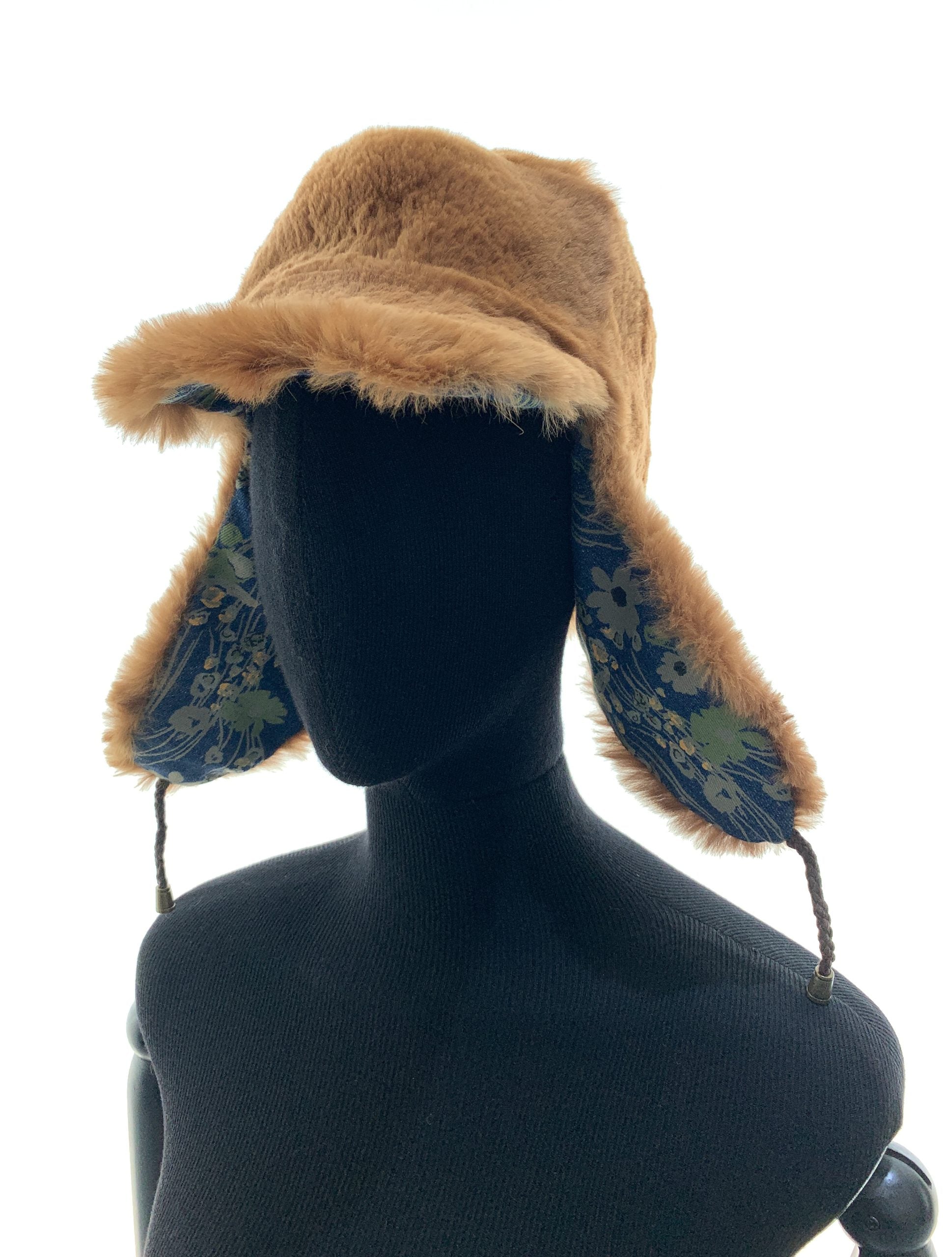 Floral Orange Print Denim With Butterscotch Sheared Cony Umshanka