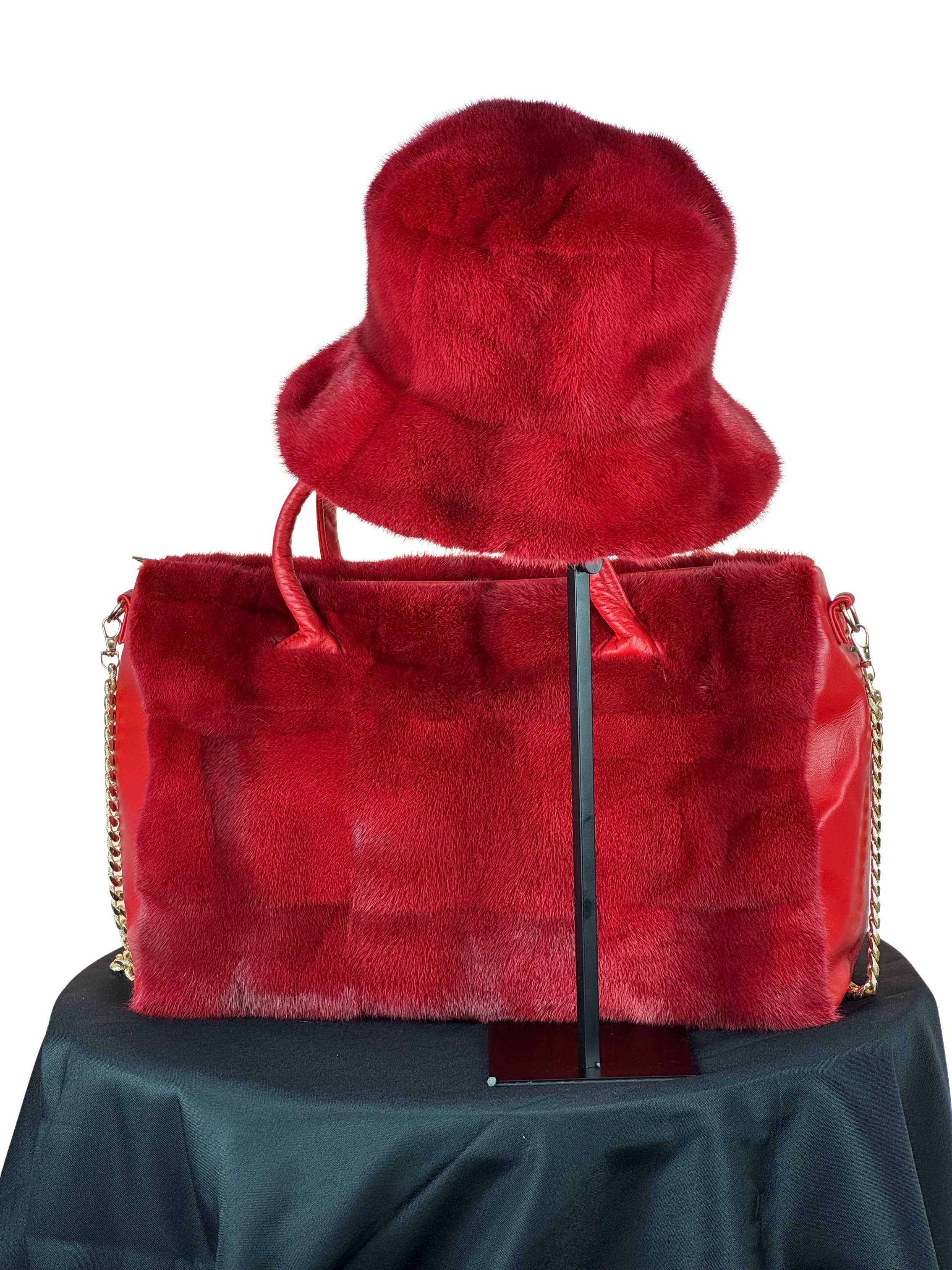 "Perfectly Paired" Red Large Bag With Matching Hat.