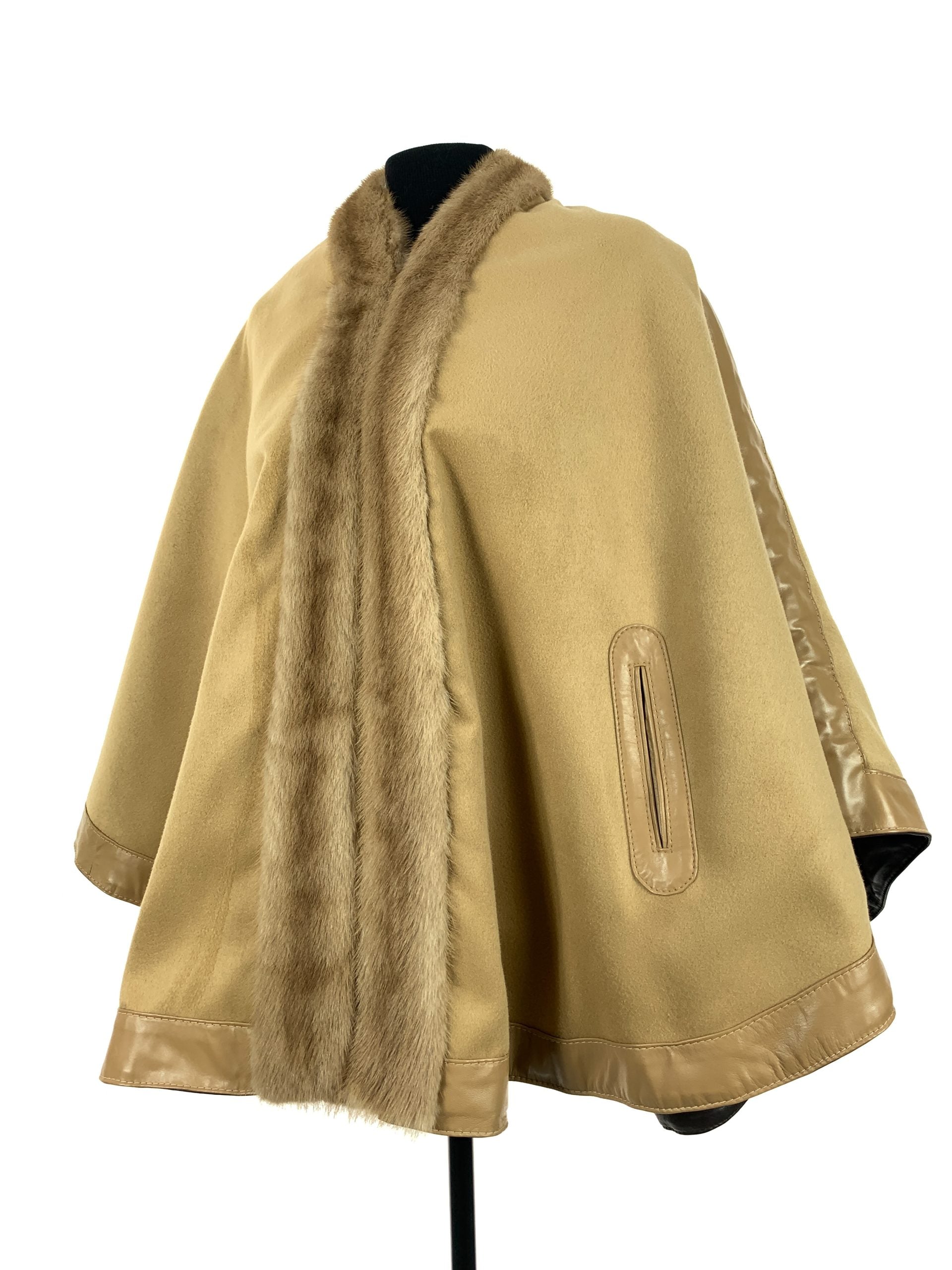 Tartan Brown block reversible with palomino mink trim
